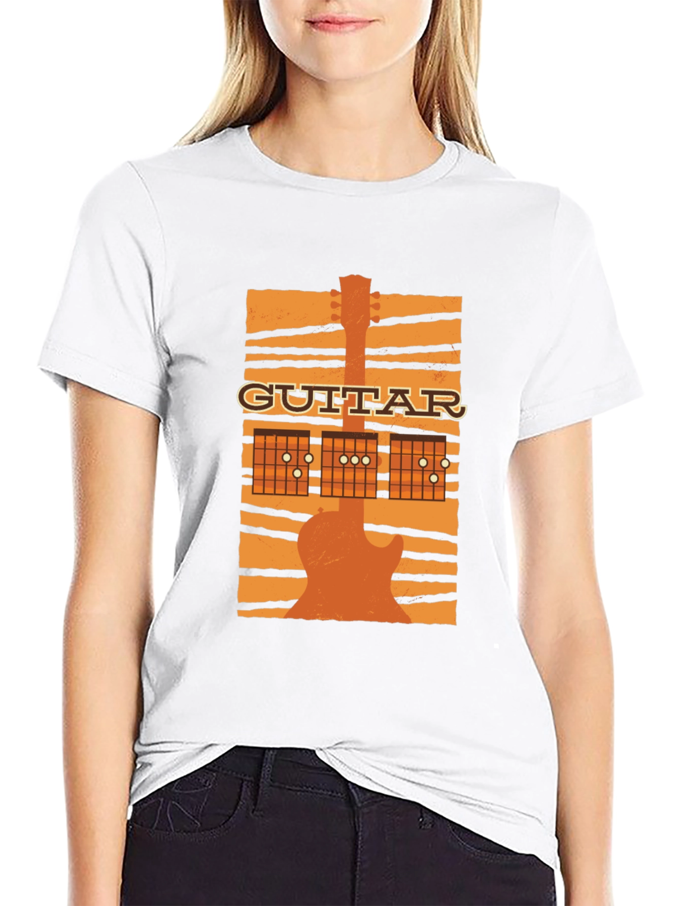 Guitar Chord Graphic Print Crewneck T-Shirt