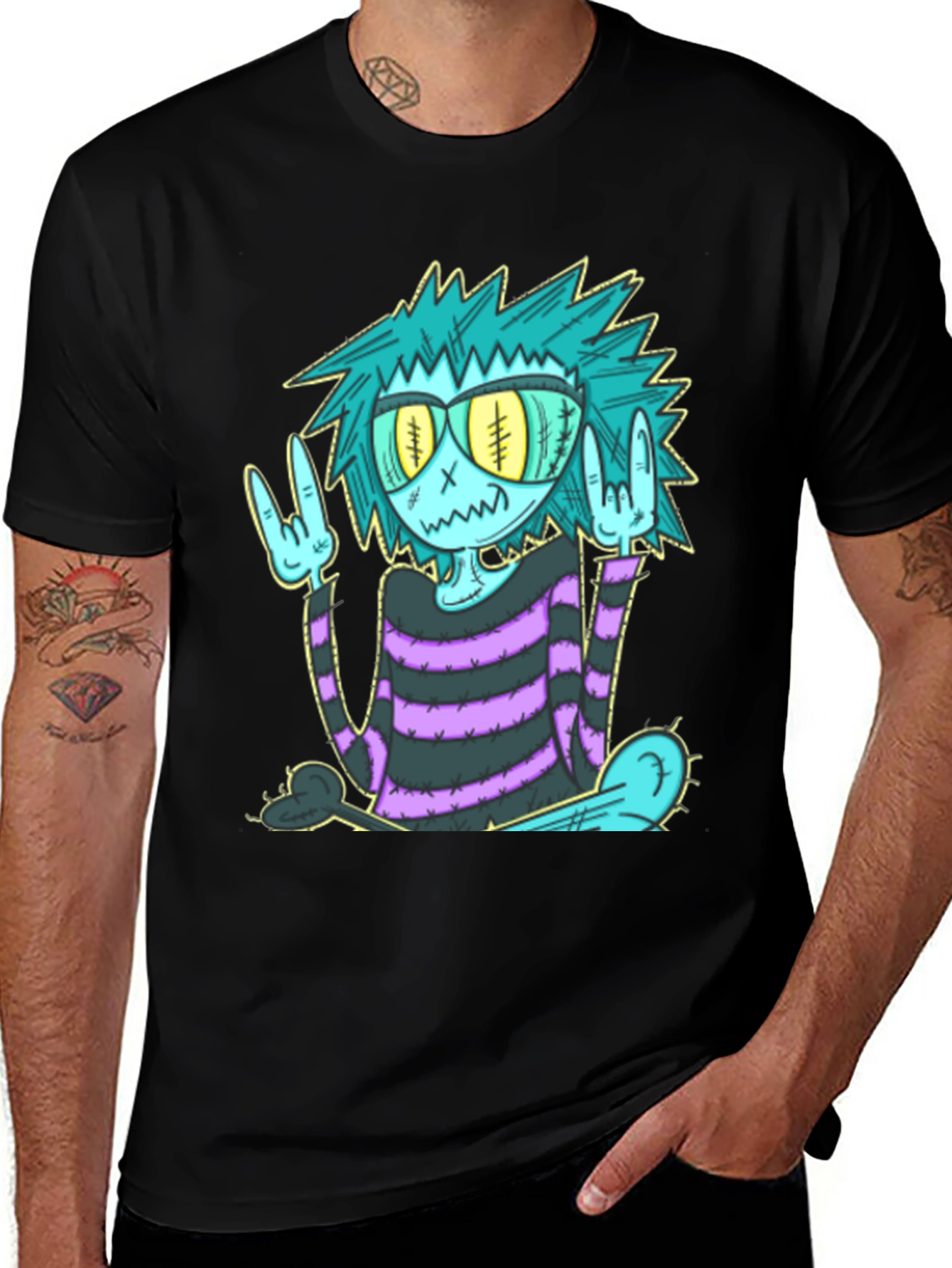 Cool Cartoon Monster Graphic T-Shirt