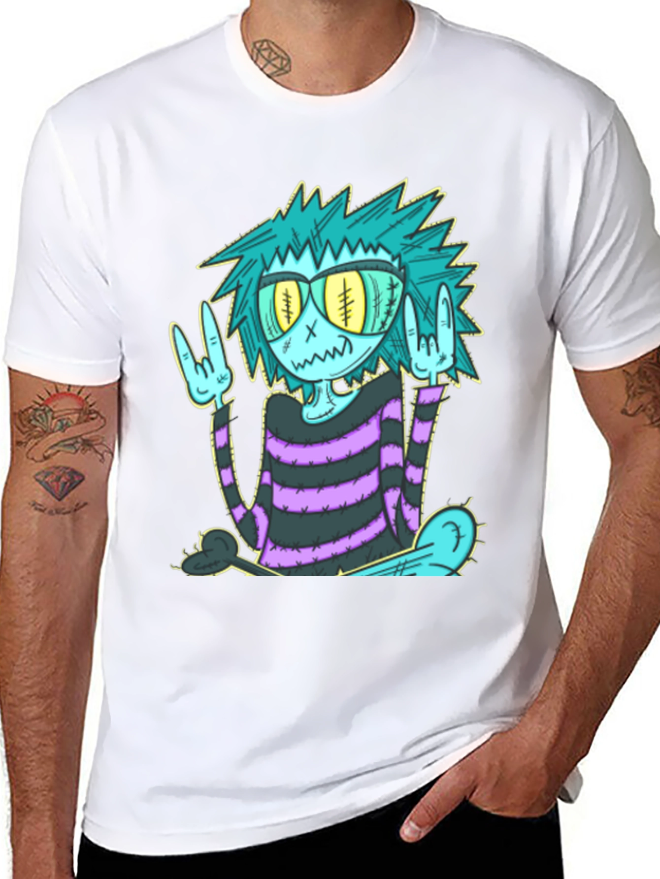 Cool Cartoon Monster Graphic T-Shirt