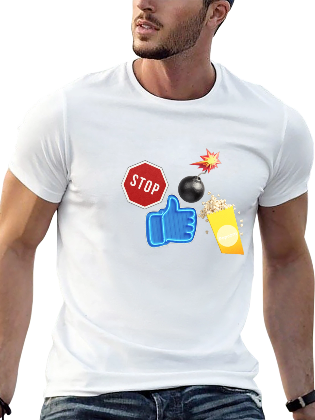 Stop Like Popcorn Bomb Black T-Shirt