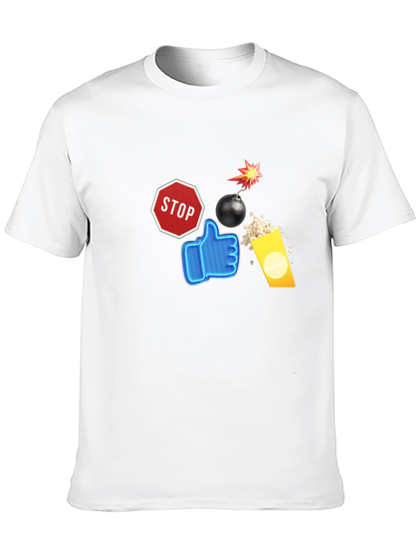 Stop Like Popcorn Bomb Black T-Shirt