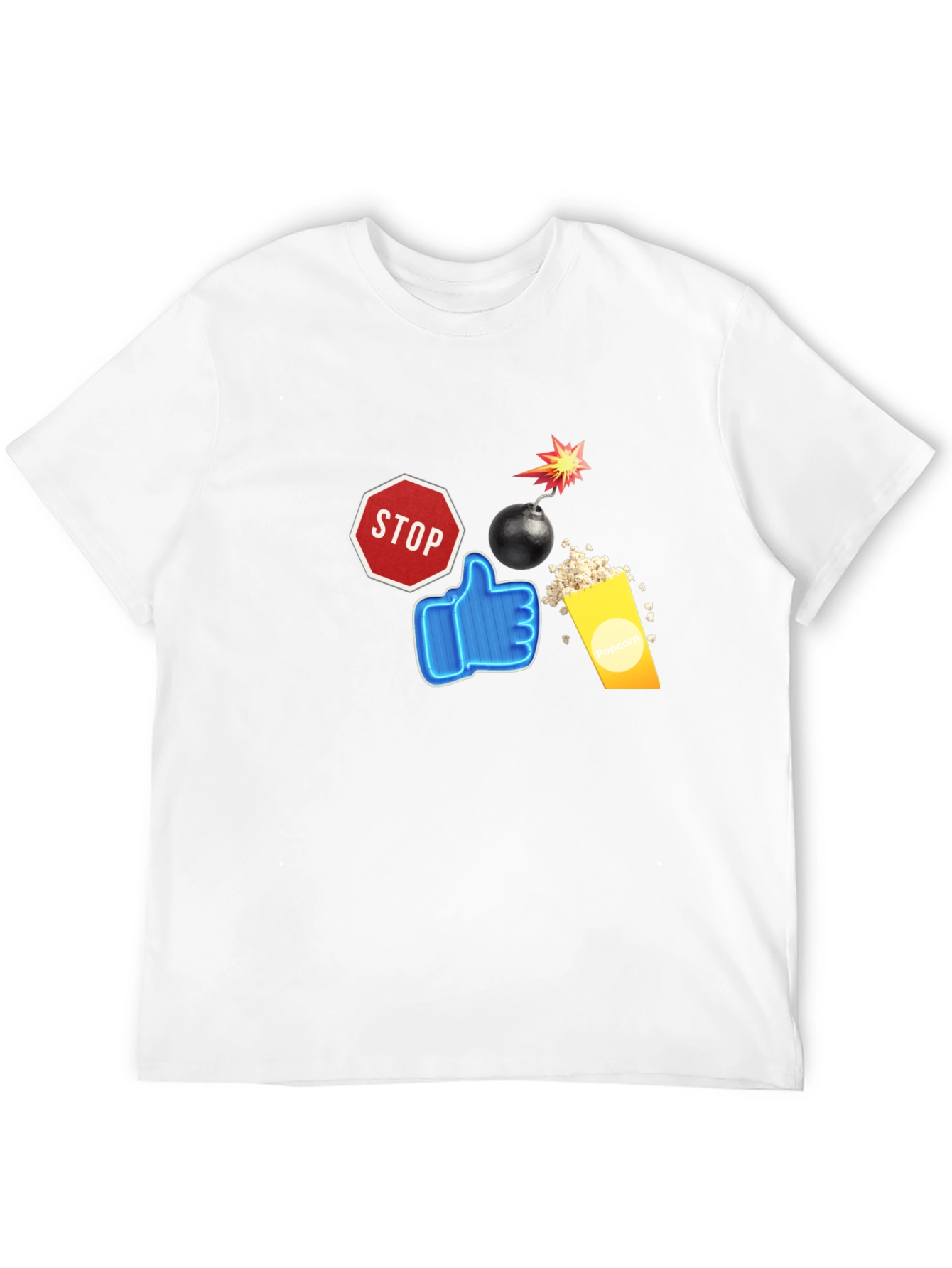 Stop Like Popcorn Bomb Black T-Shirt