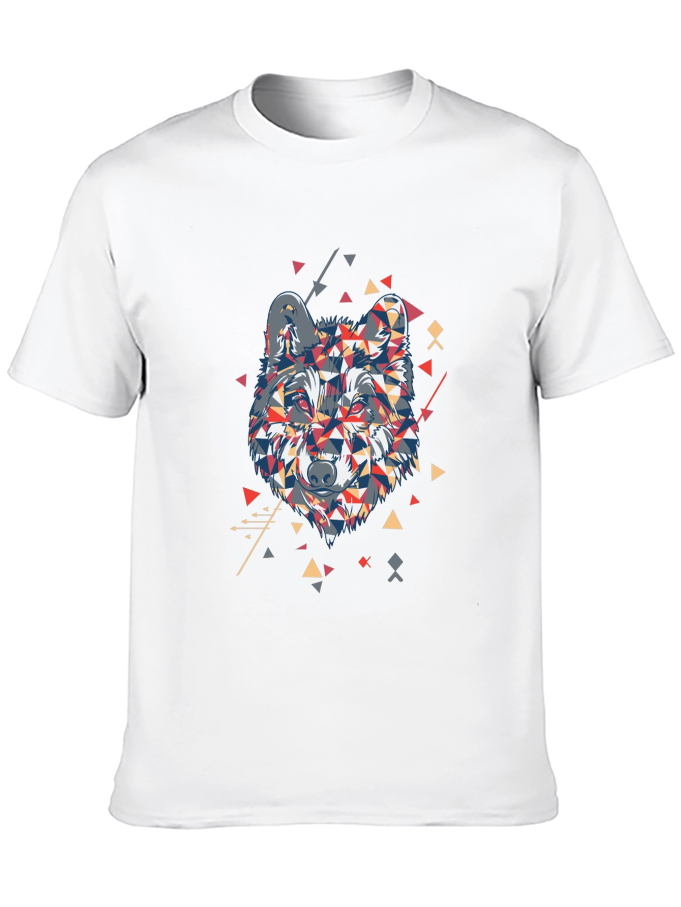 Geometric Wolf Graphic Print Mens Black T-Shirt