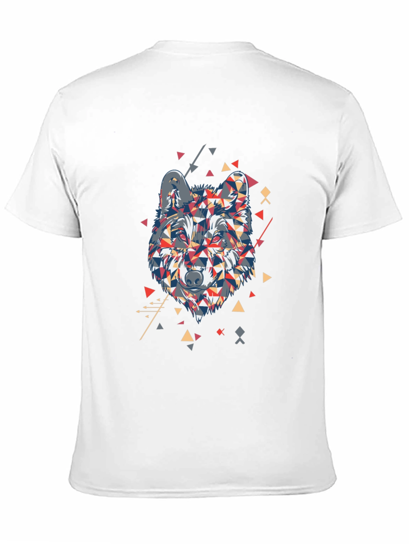 Geometric Wolf Graphic Print Mens Black T-Shirt