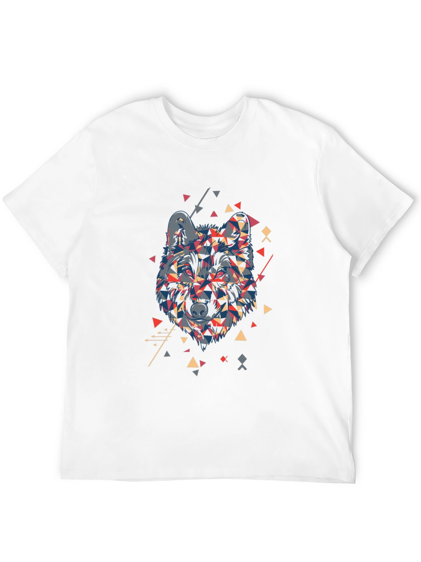Geometric Wolf Graphic Print Mens Black T-Shirt