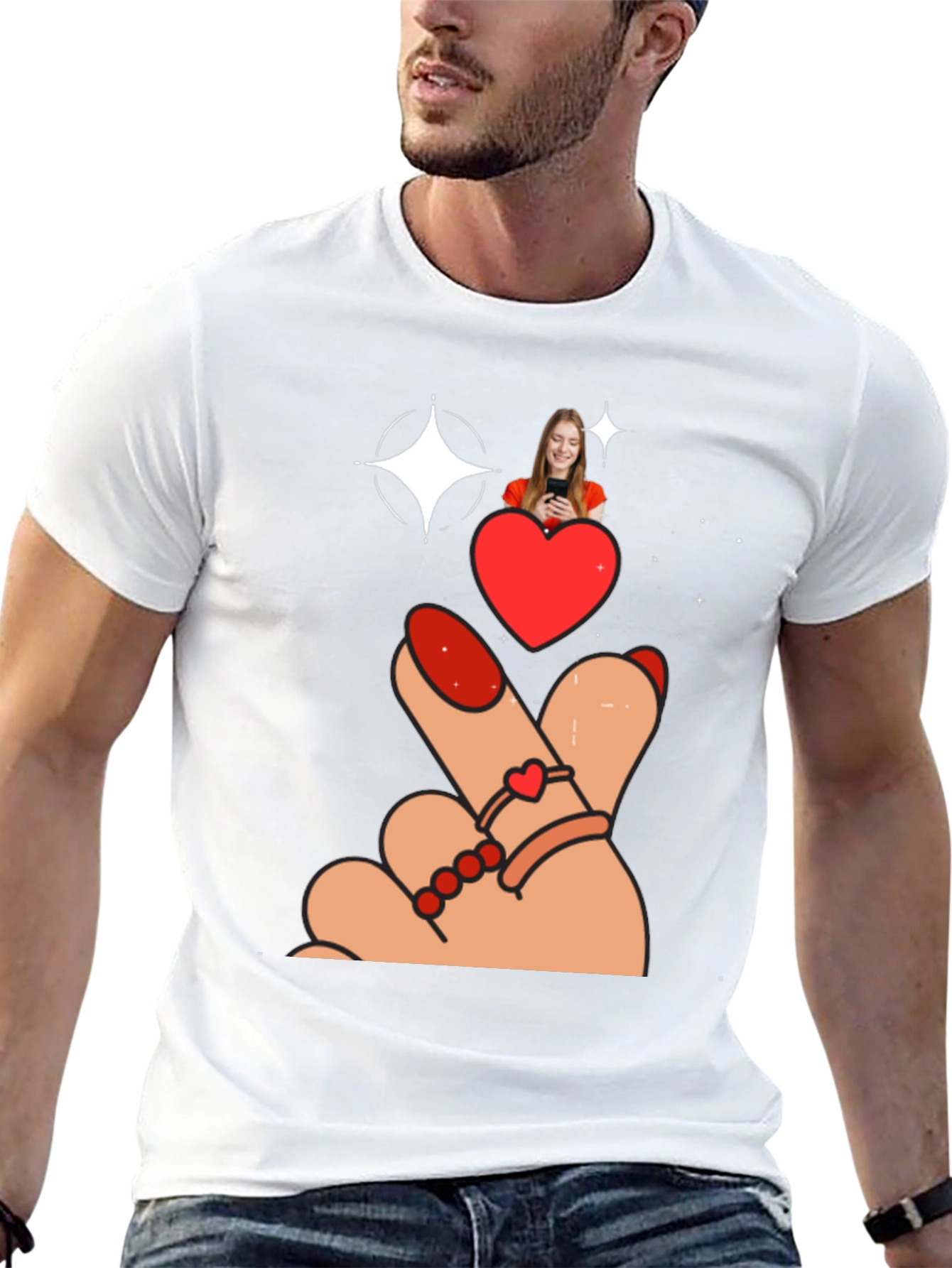 Heart Sign Graphic Tee - Stylish Black T-Shirt