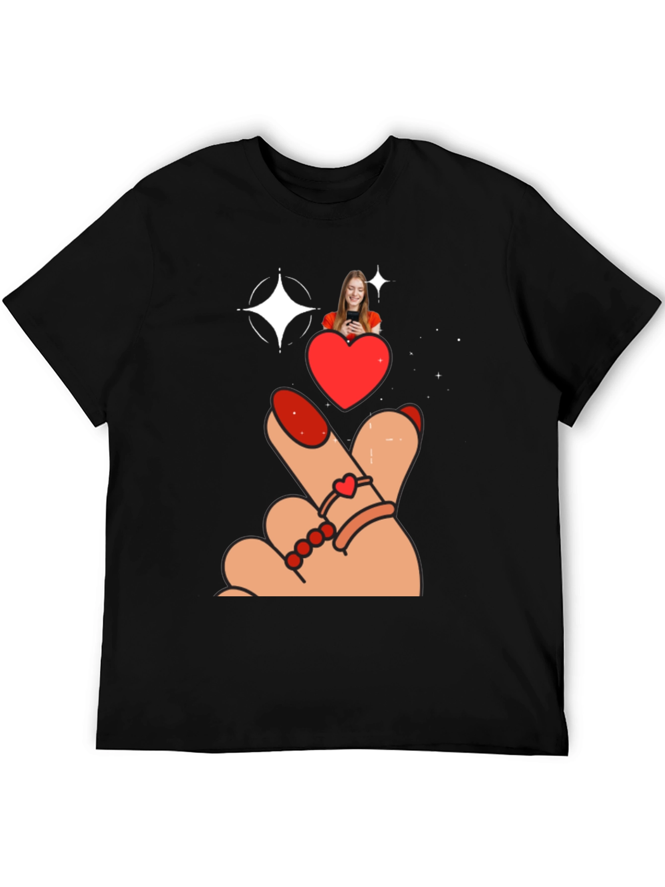 Heart Sign Graphic Tee - Stylish Black T-Shirt