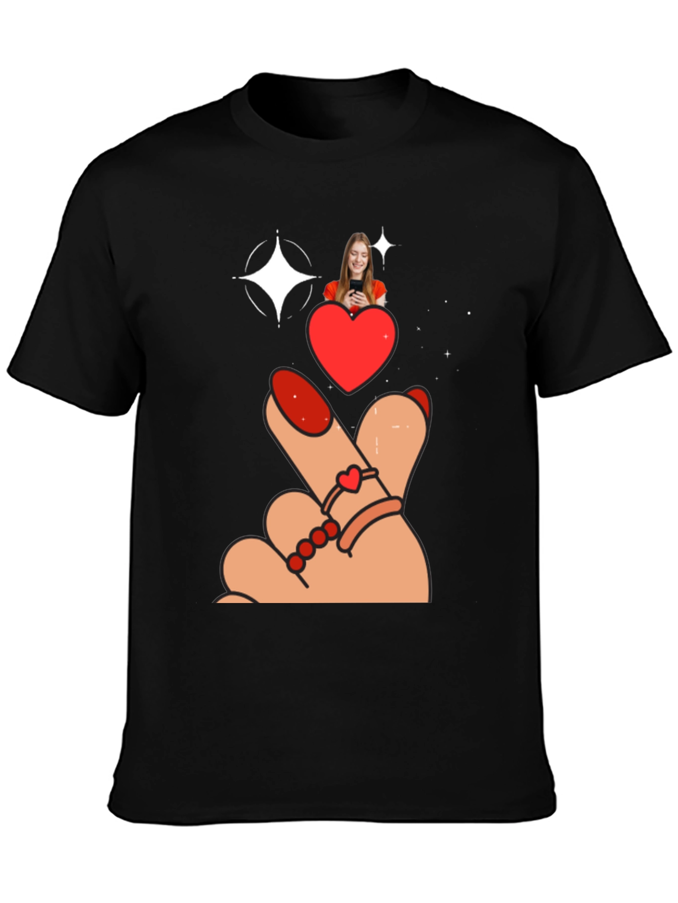 Heart Sign Graphic Tee - Stylish Black T-Shirt