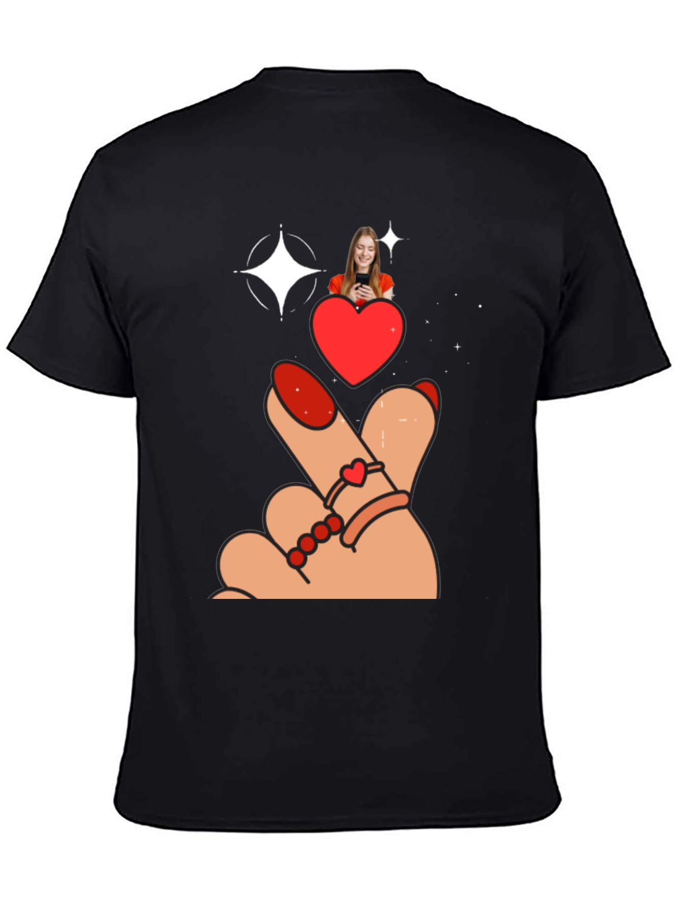 Heart Sign Graphic Tee - Stylish Black T-Shirt