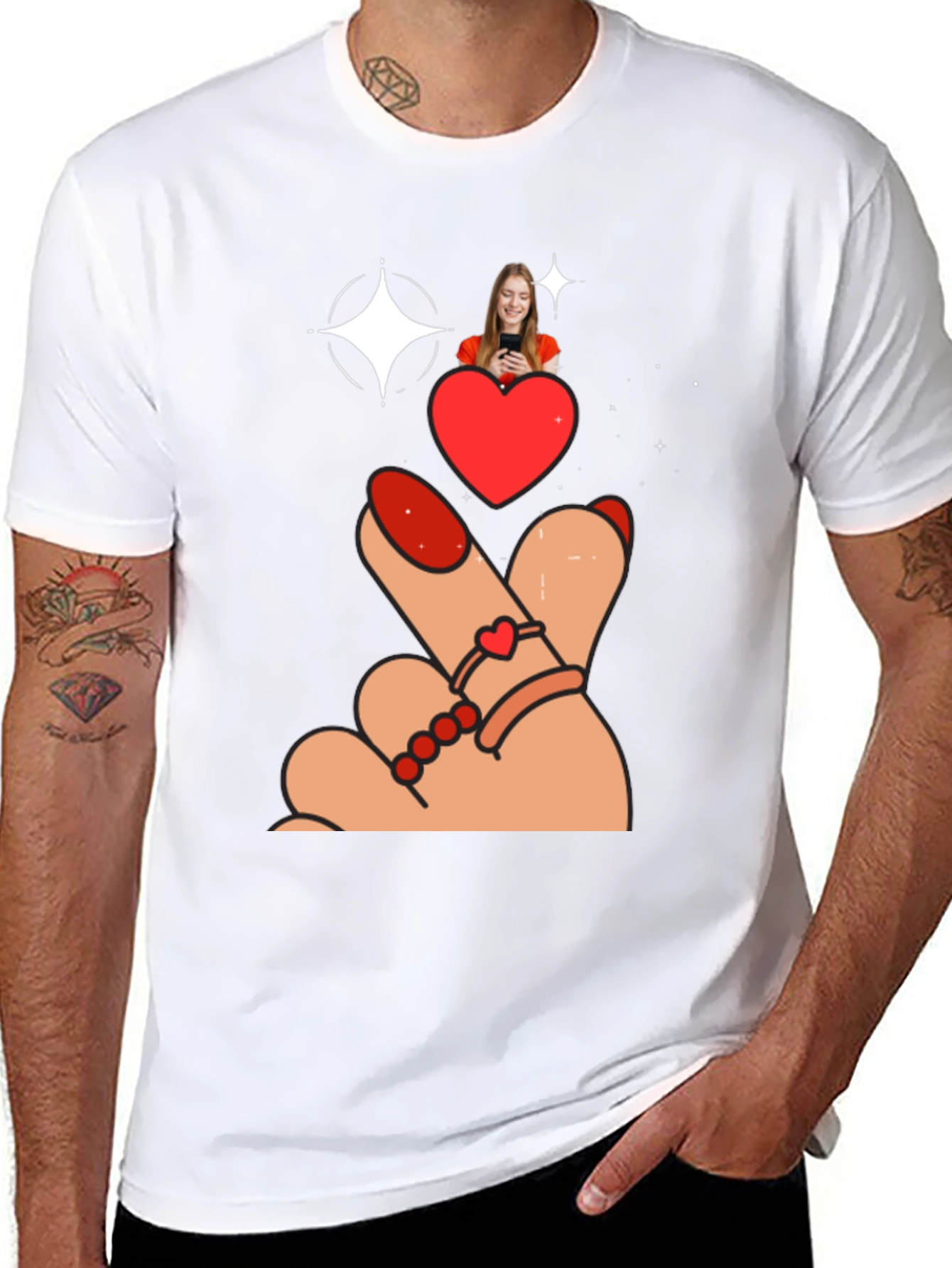 Heart Sign Graphic Tee - Stylish Black T-Shirt