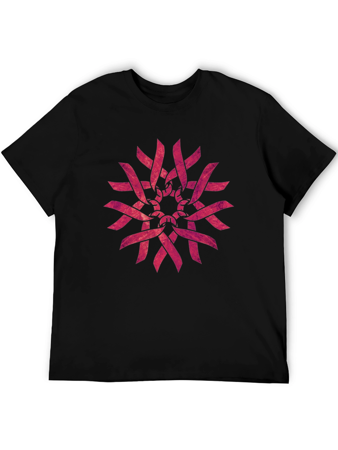 Geometric Ribbon Pattern Black T-Shirt