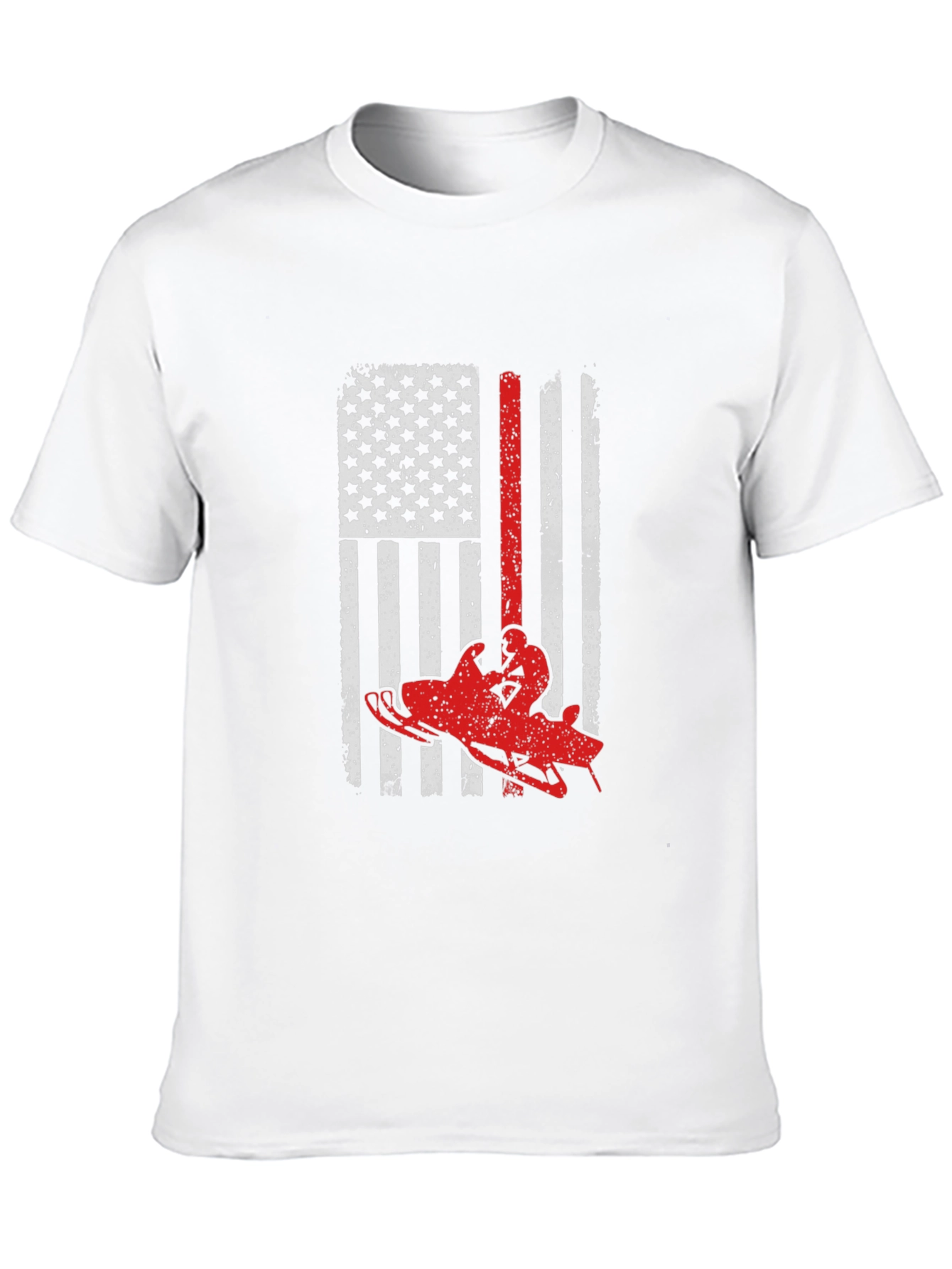 Snowmobile American Flag Graphic Tee