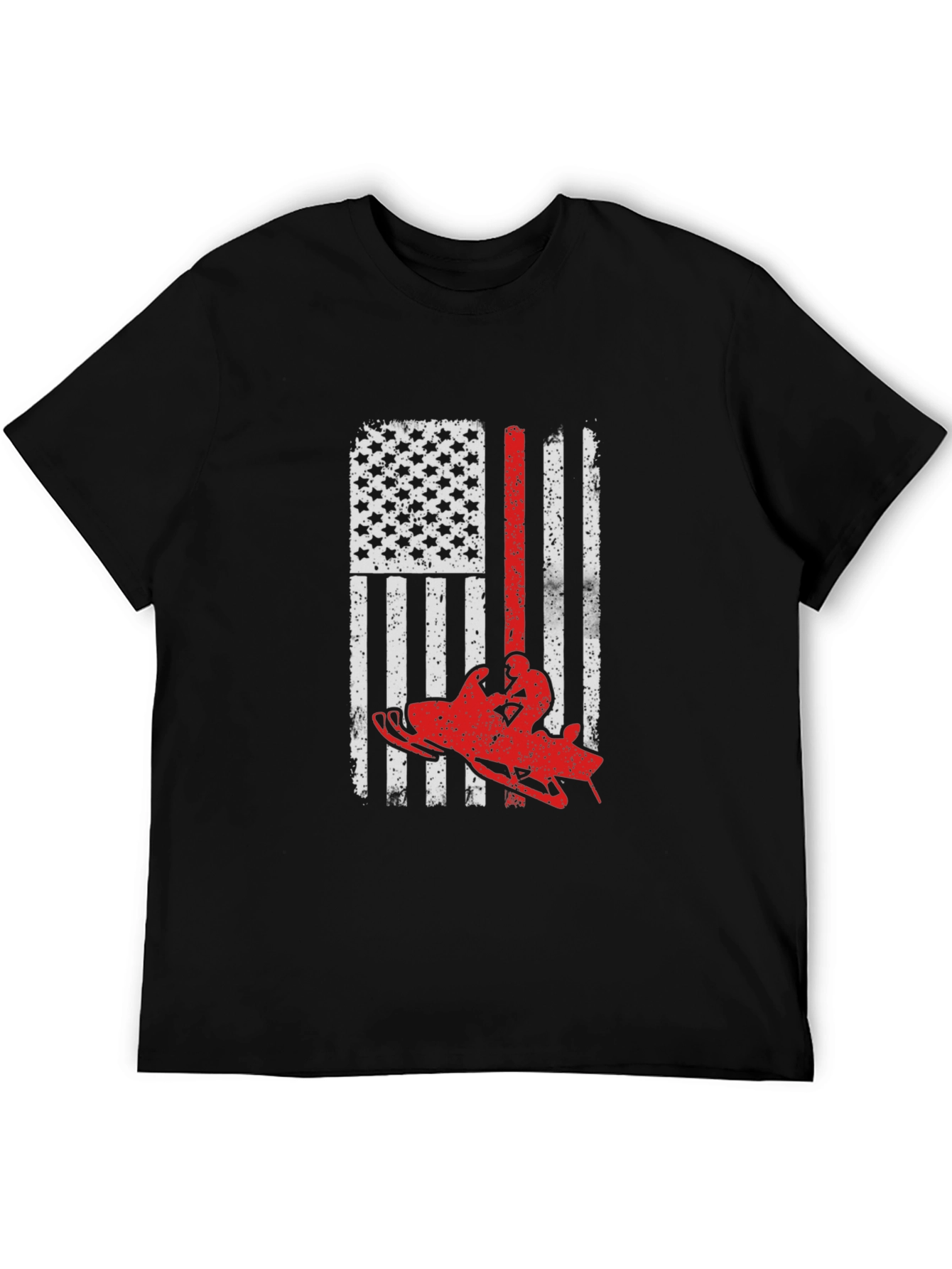 Snowmobile American Flag Graphic Tee