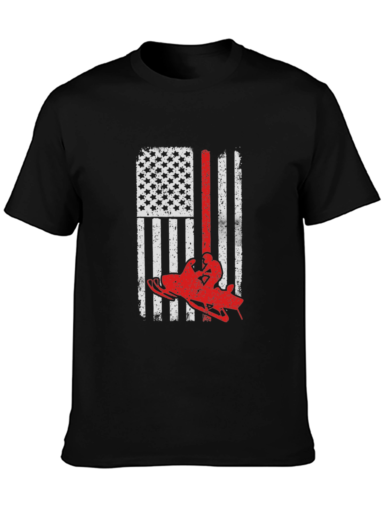 Snowmobile American Flag Graphic Tee