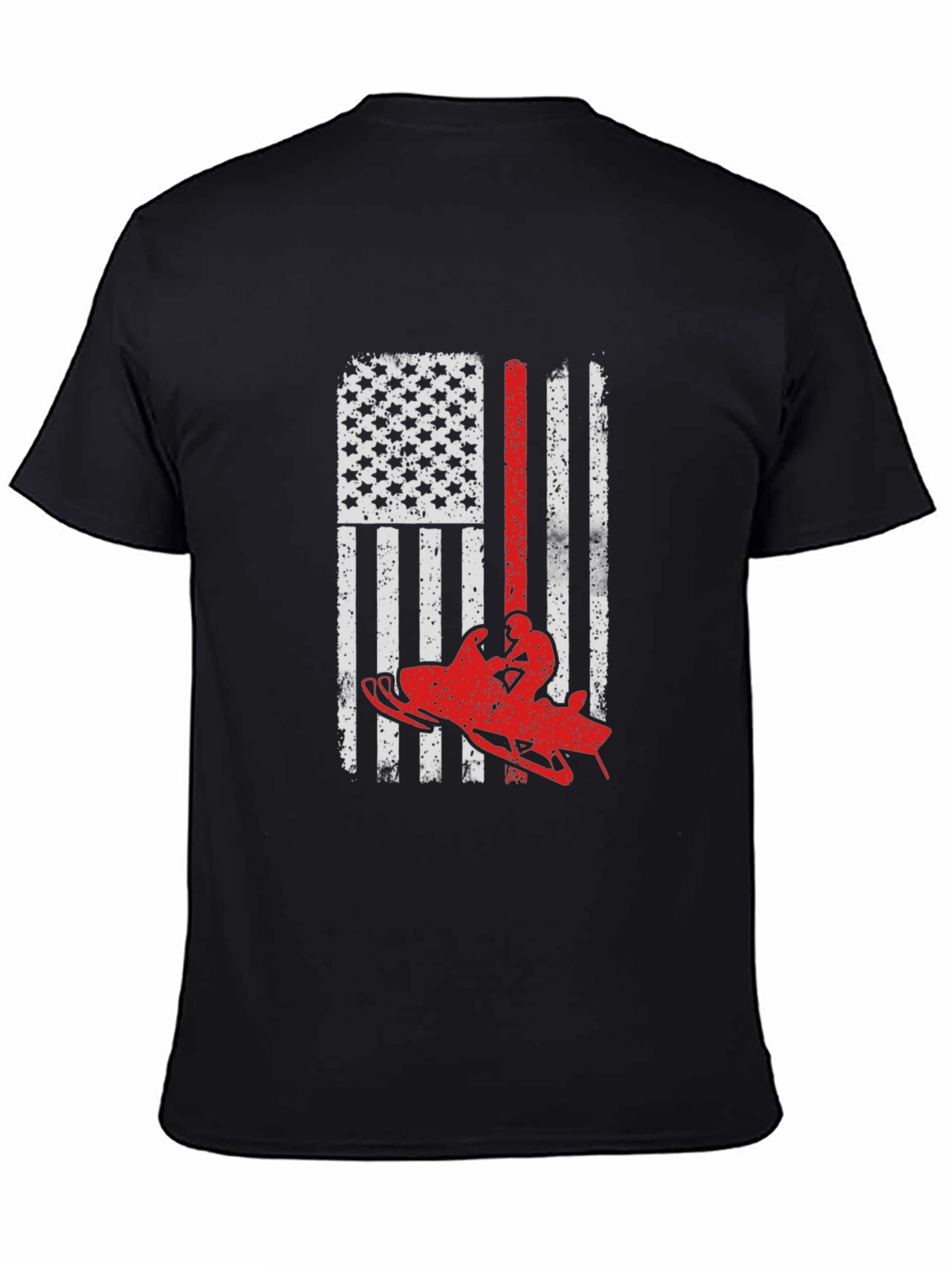 Snowmobile American Flag Graphic Tee