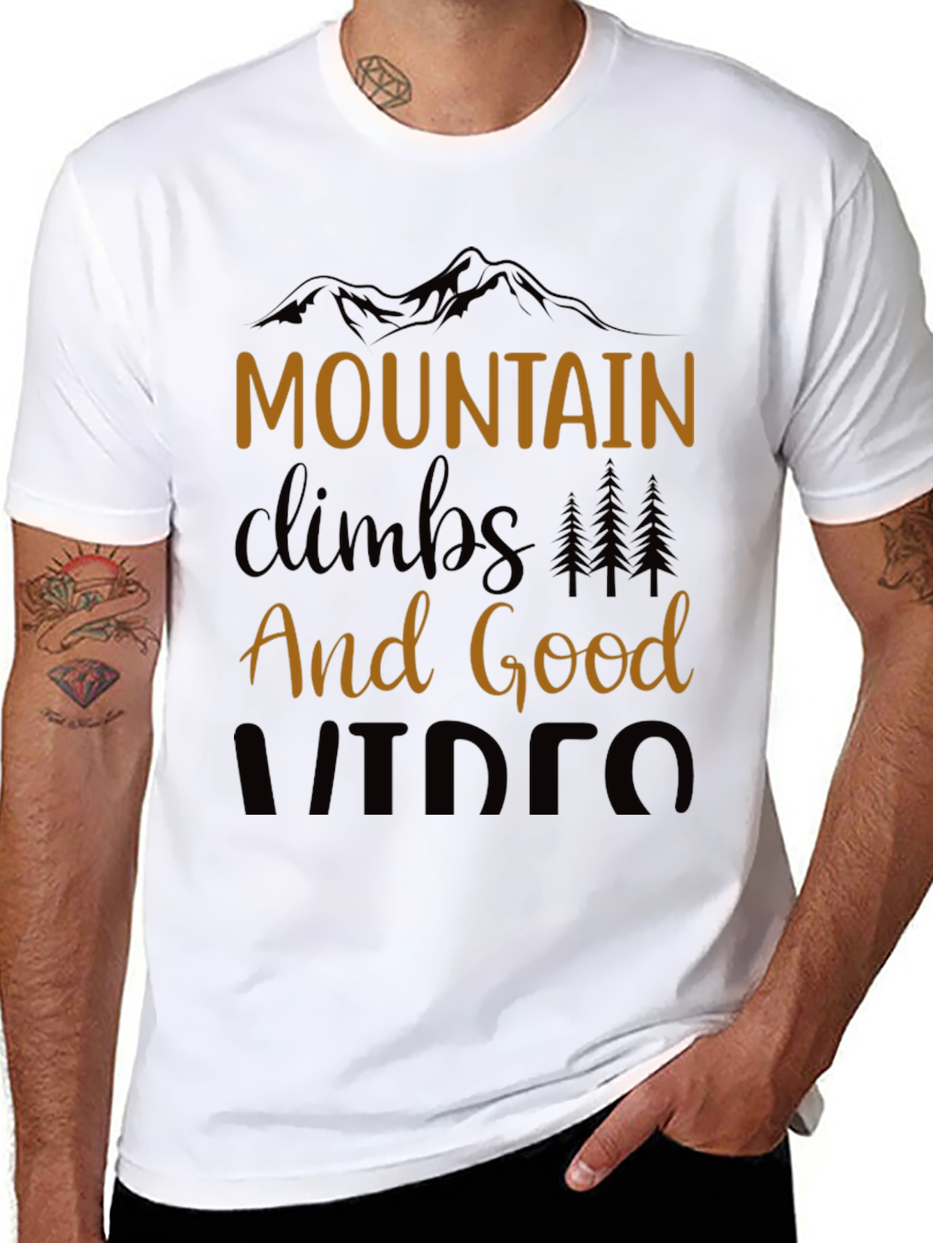 Mountain Climbs & Good Vibes Black T-Shirt