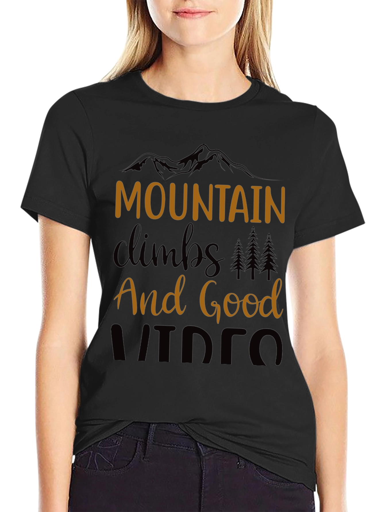 Mountain Climbs & Good Vibes Black T-Shirt