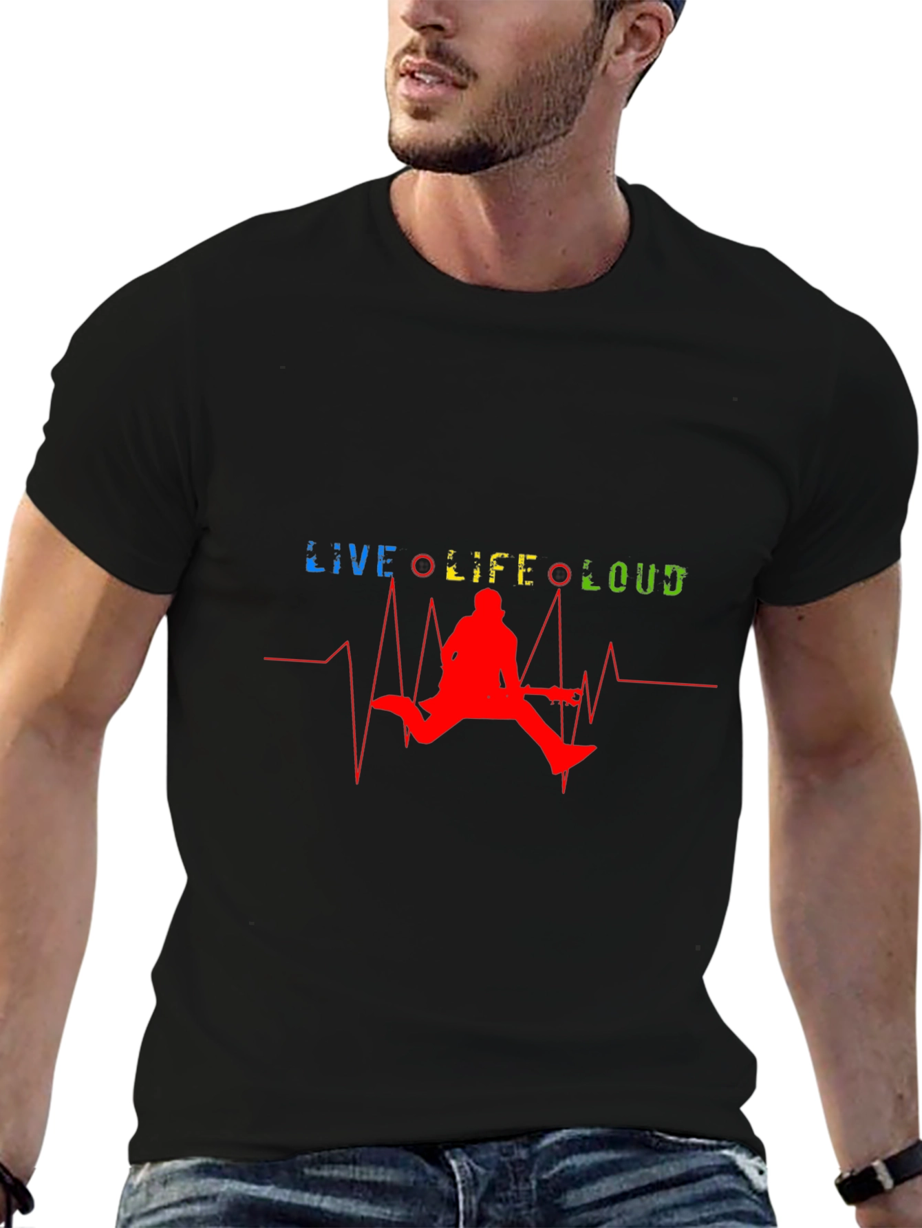 Live Life Loud Graphic T-Shirt - Mens Black Tee