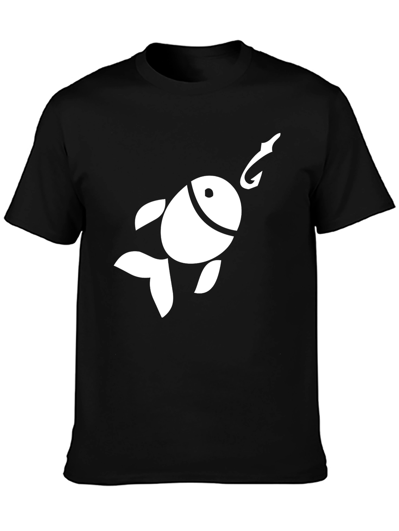 Funny Fish Hook Graphic T-Shirt - Black