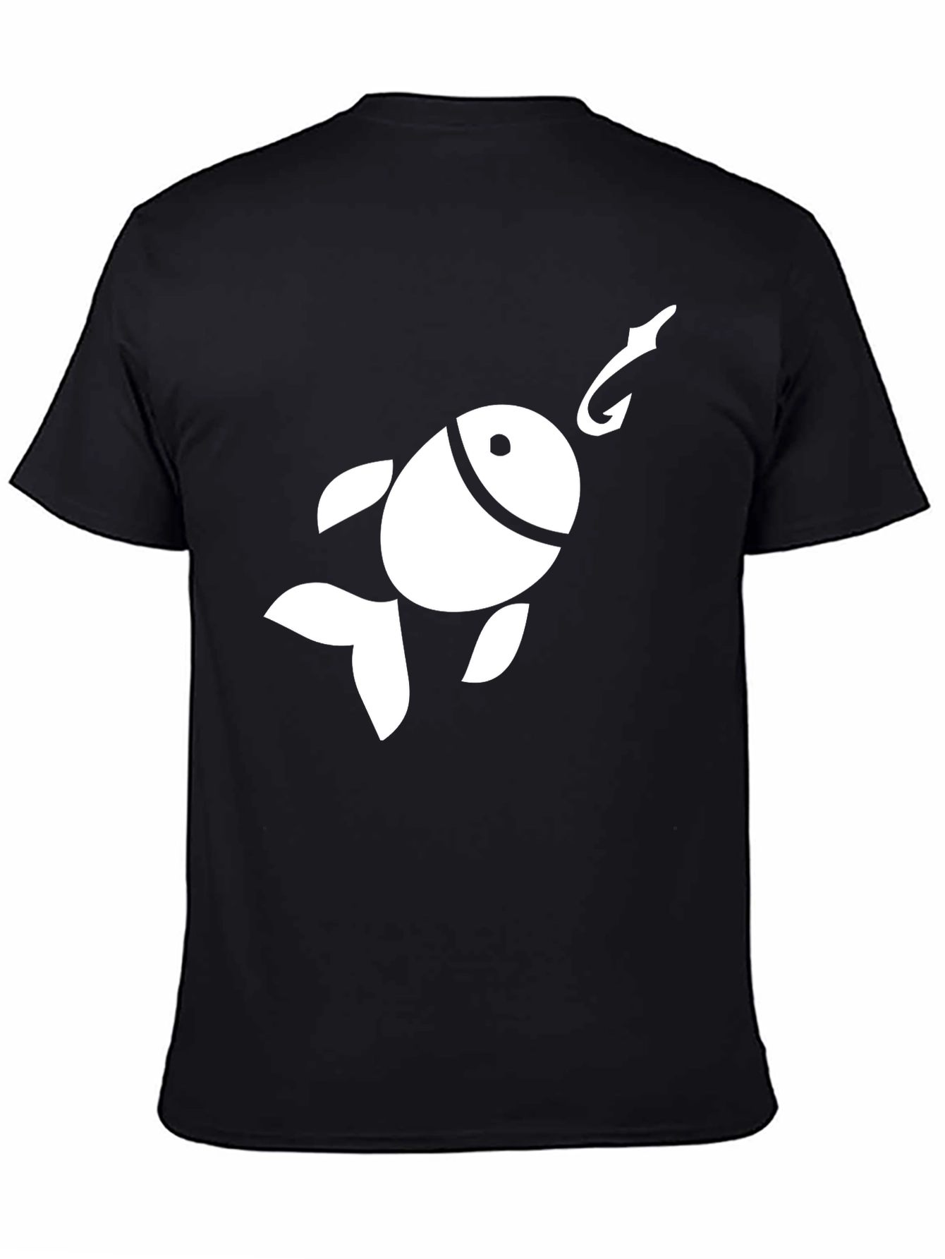 Funny Fish Hook Graphic T-Shirt - Black