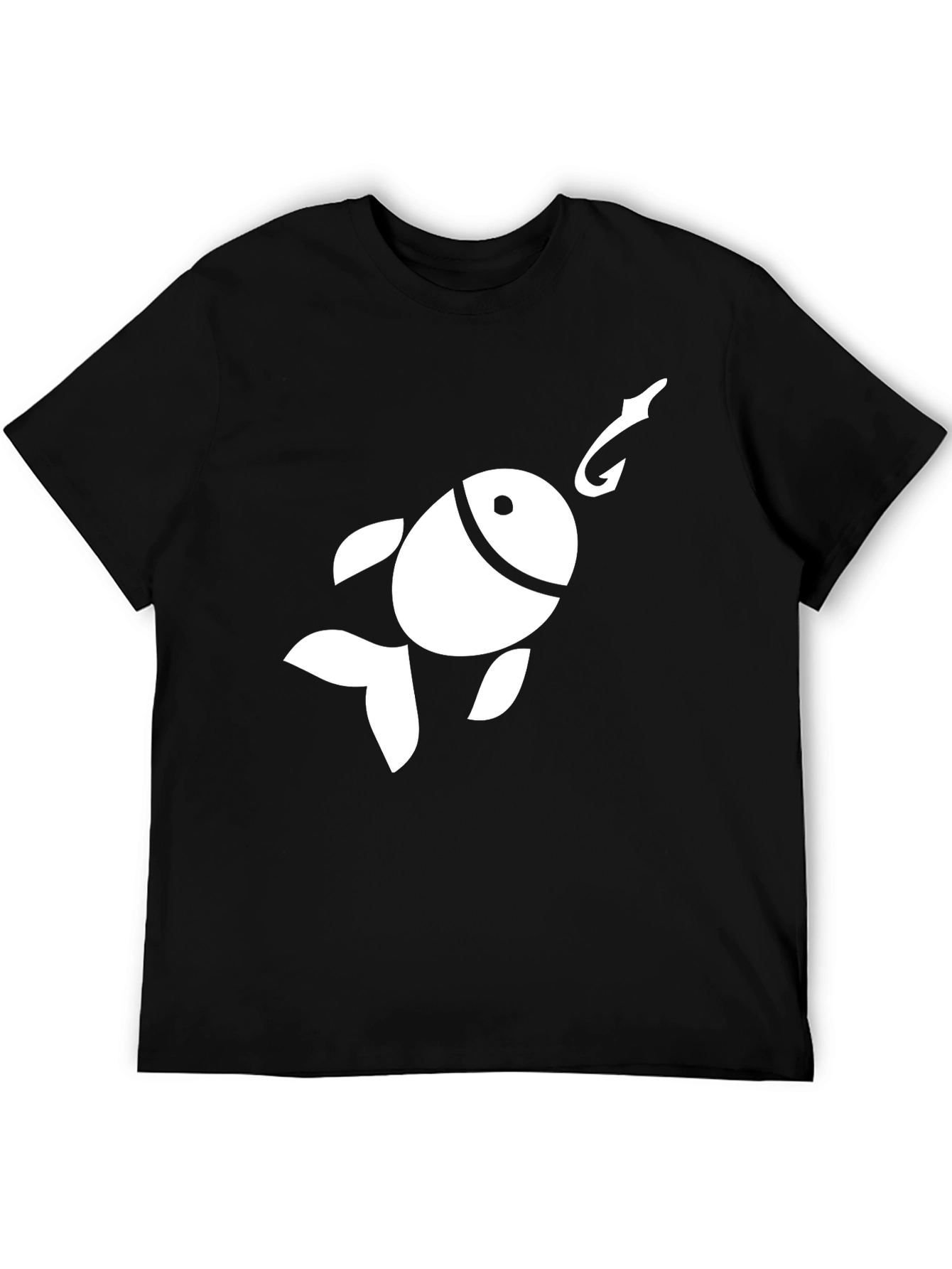 Funny Fish Hook Graphic T-Shirt - Black