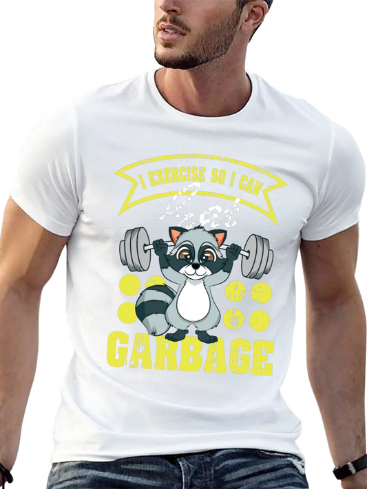 Funny Raccoon Weightlifting Graphic T-Shirt