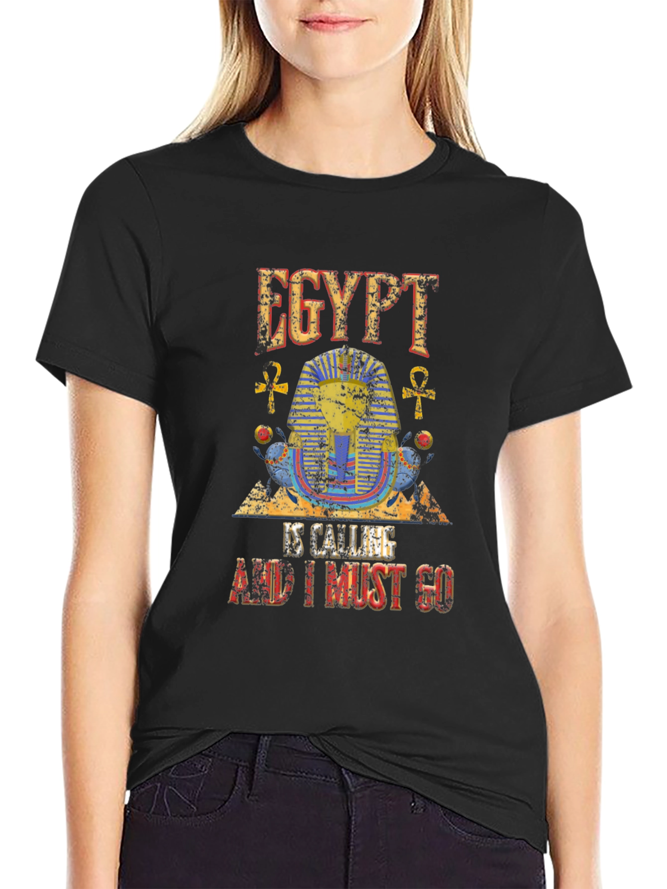 Egypt Calling Graphic Tee - Black Cotton T-Shirt