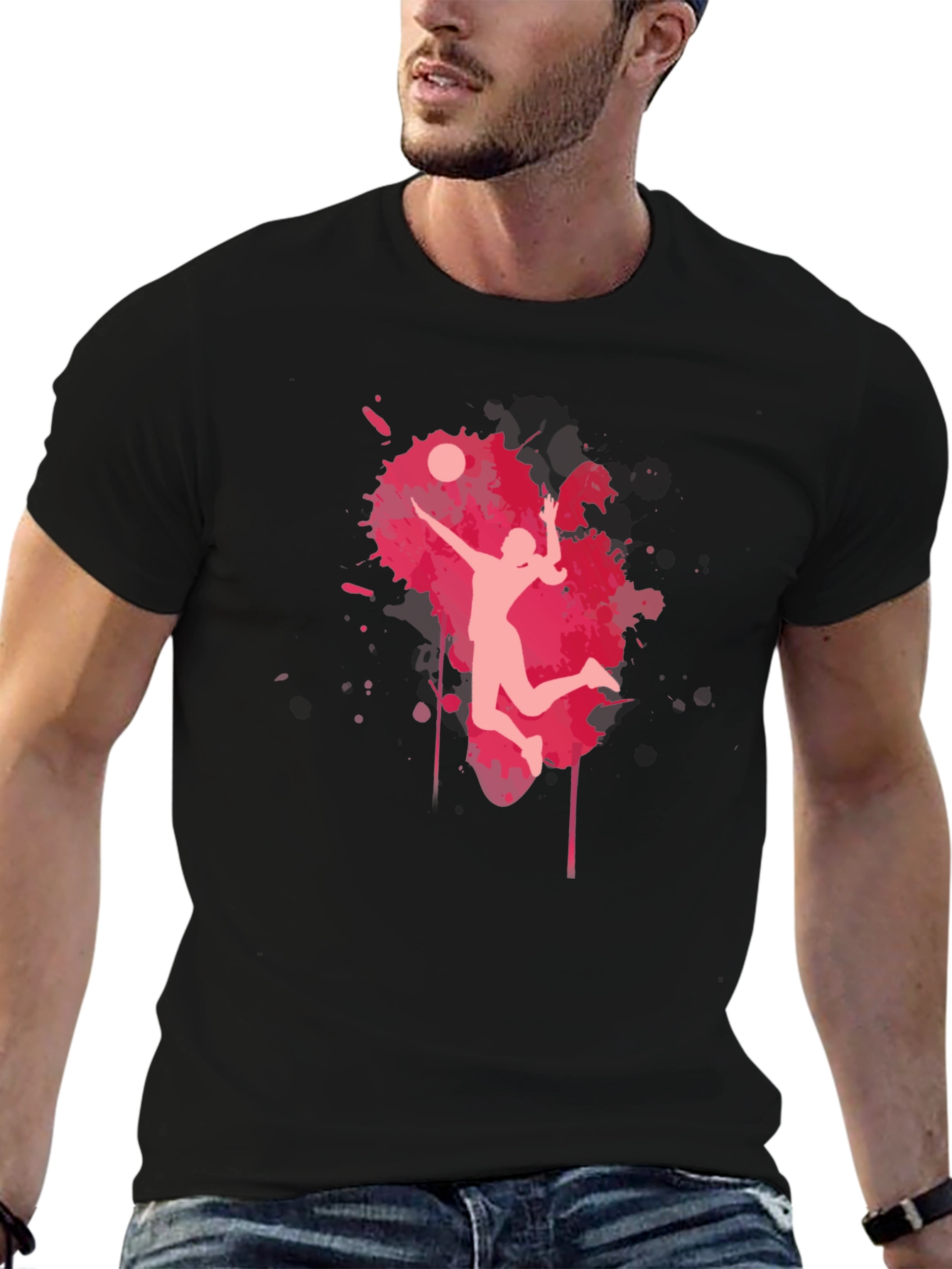Volleyball Graphic T-Shirt - Black