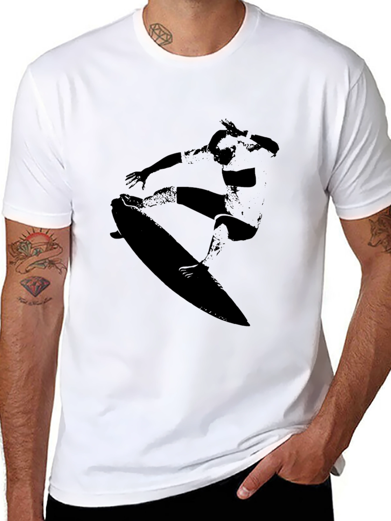Surfer Graphic Tee - Cool Black T-Shirt