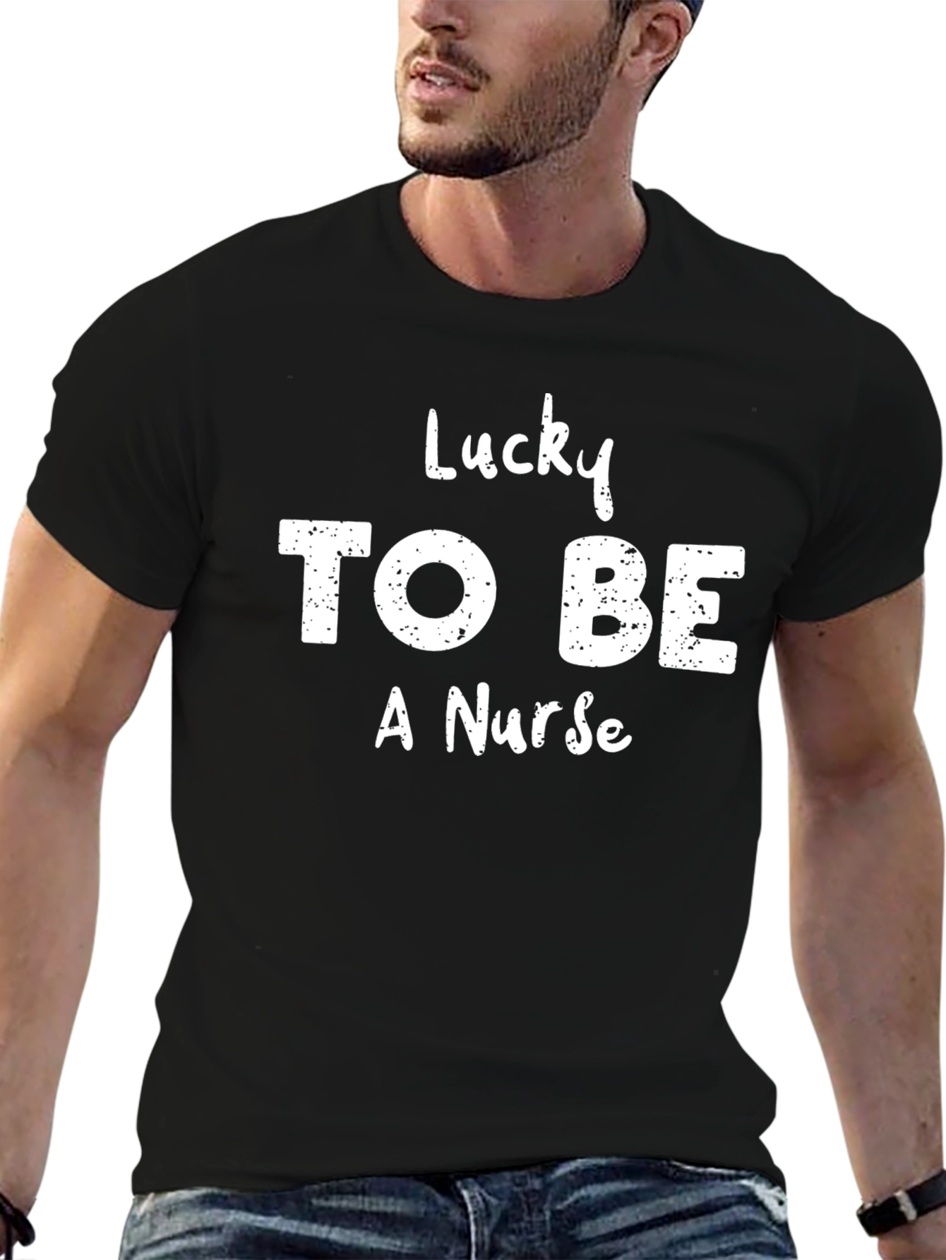 Lucky to Be A Nurse T-Shirt - Black