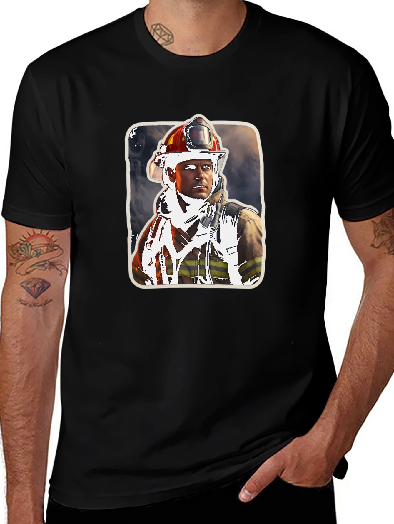 Firefighter Portrait Graphic Tee