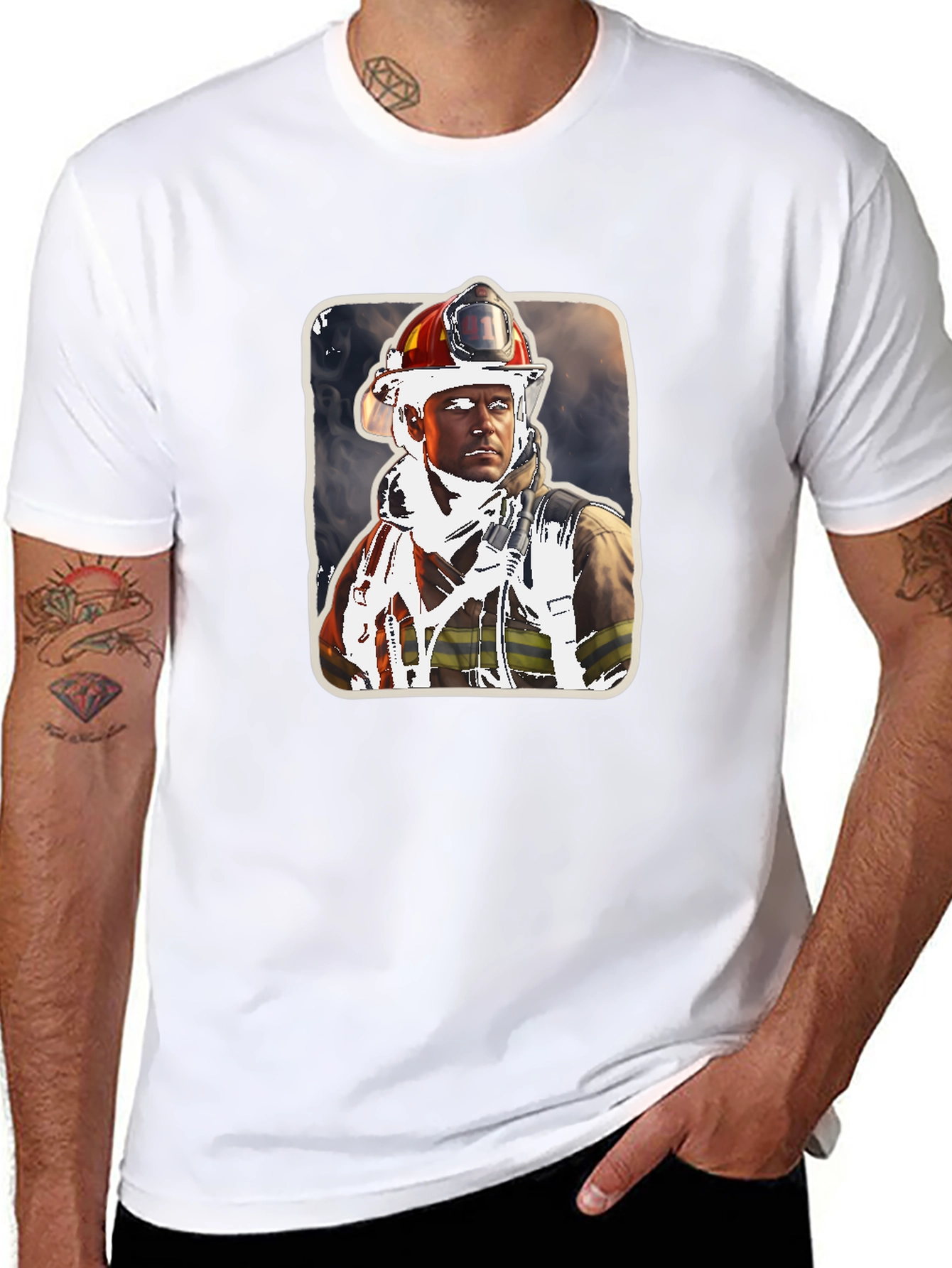 Firefighter Portrait Graphic Tee