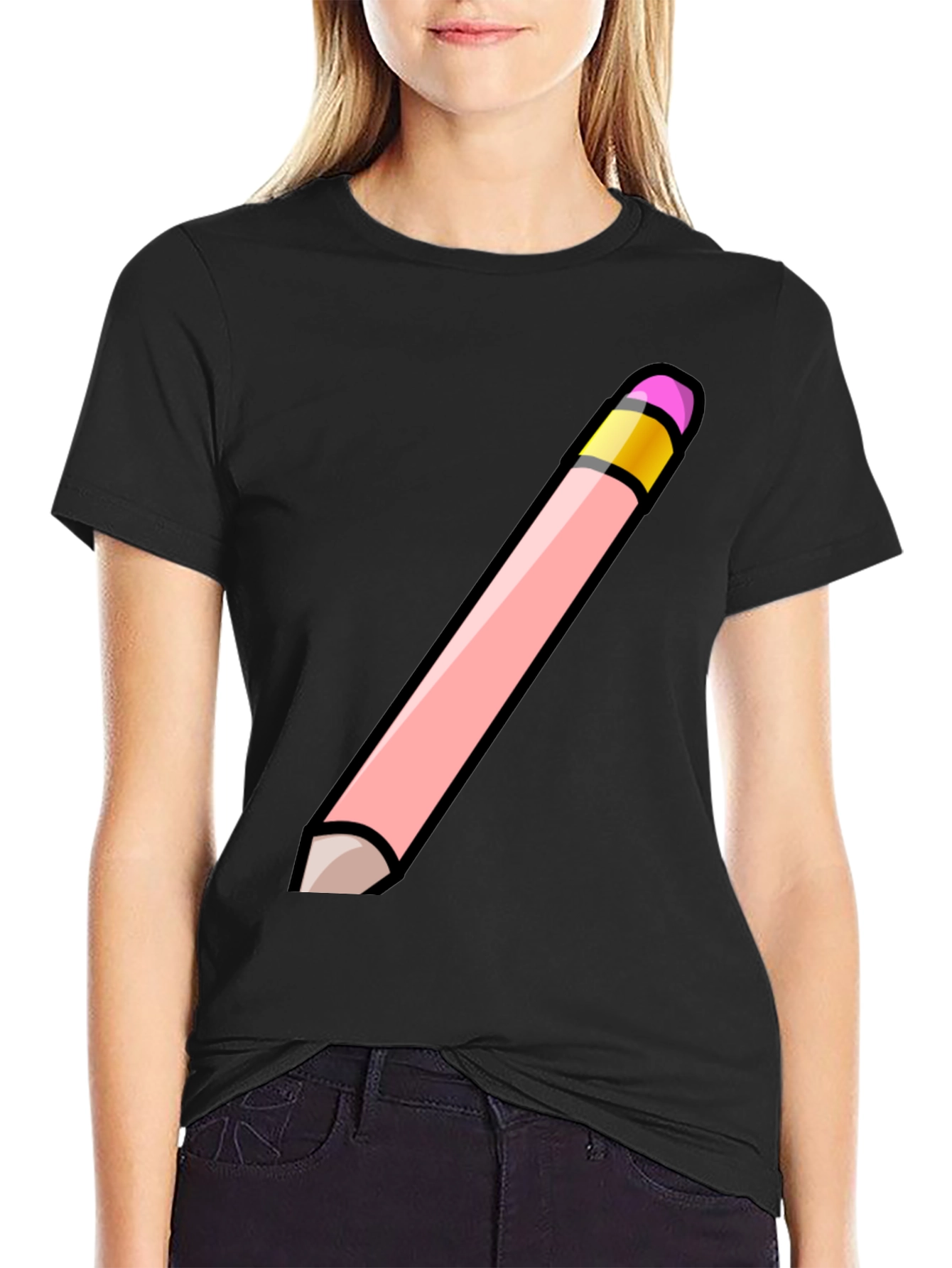 Pencil Graphic Black T-Shirt - Stylish Casual Wear