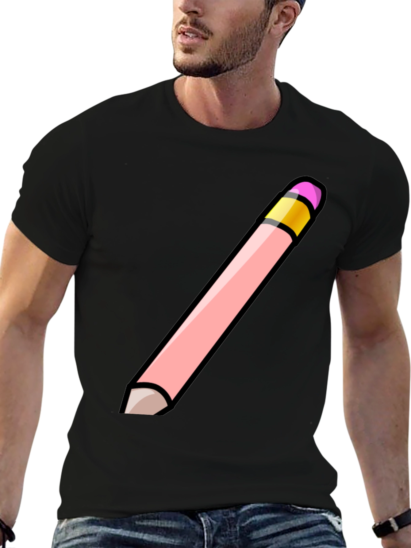 Pencil Graphic Black T-Shirt - Stylish Casual Wear