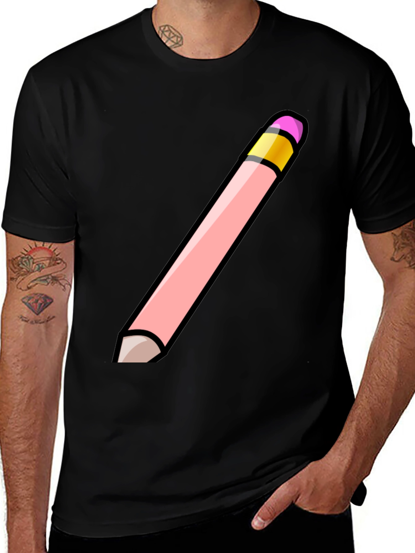Pencil Graphic Black T-Shirt - Stylish Casual Wear