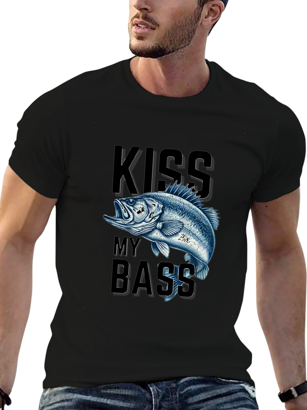 Kiss My Bass Fishing T-Shirt - Black