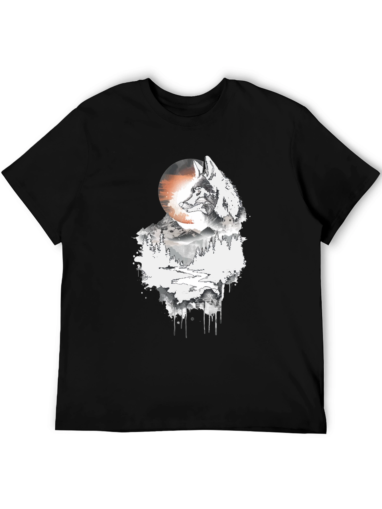Wolf Moon Graphic Tee - Mens Black T-Shirt