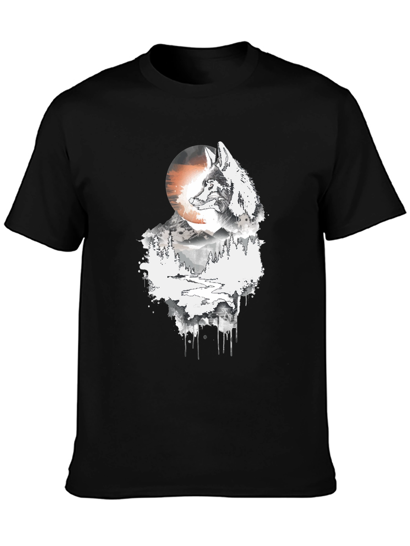 Wolf Moon Graphic Tee - Mens Black T-Shirt
