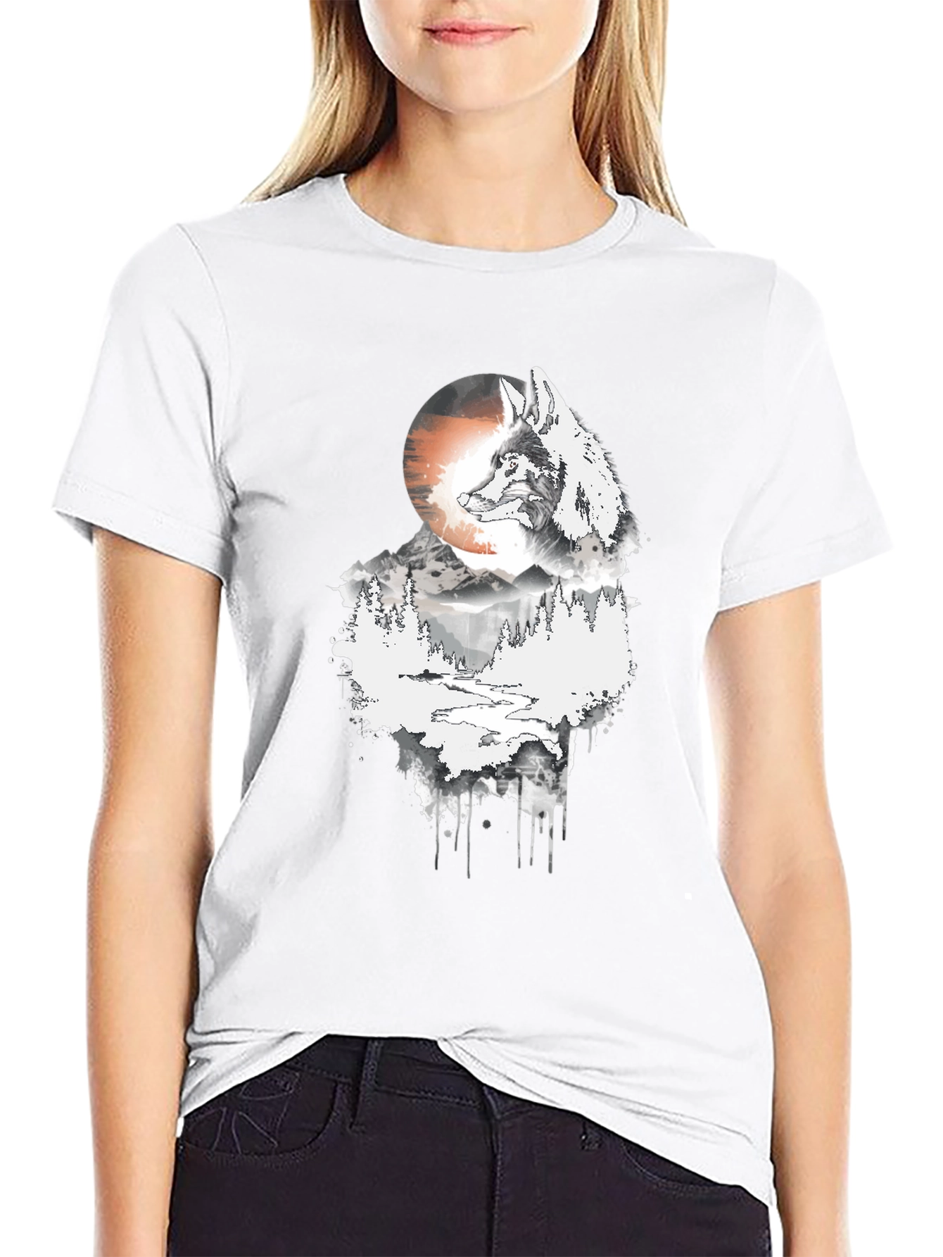 Wolf Moon Graphic Tee - Mens Black T-Shirt