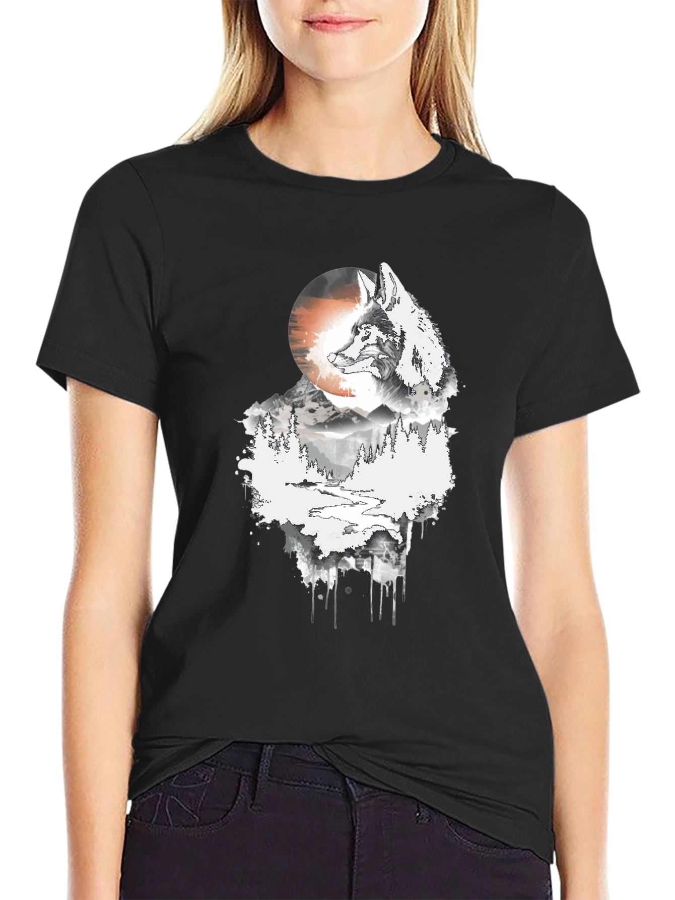 Wolf Moon Graphic Tee - Mens Black T-Shirt
