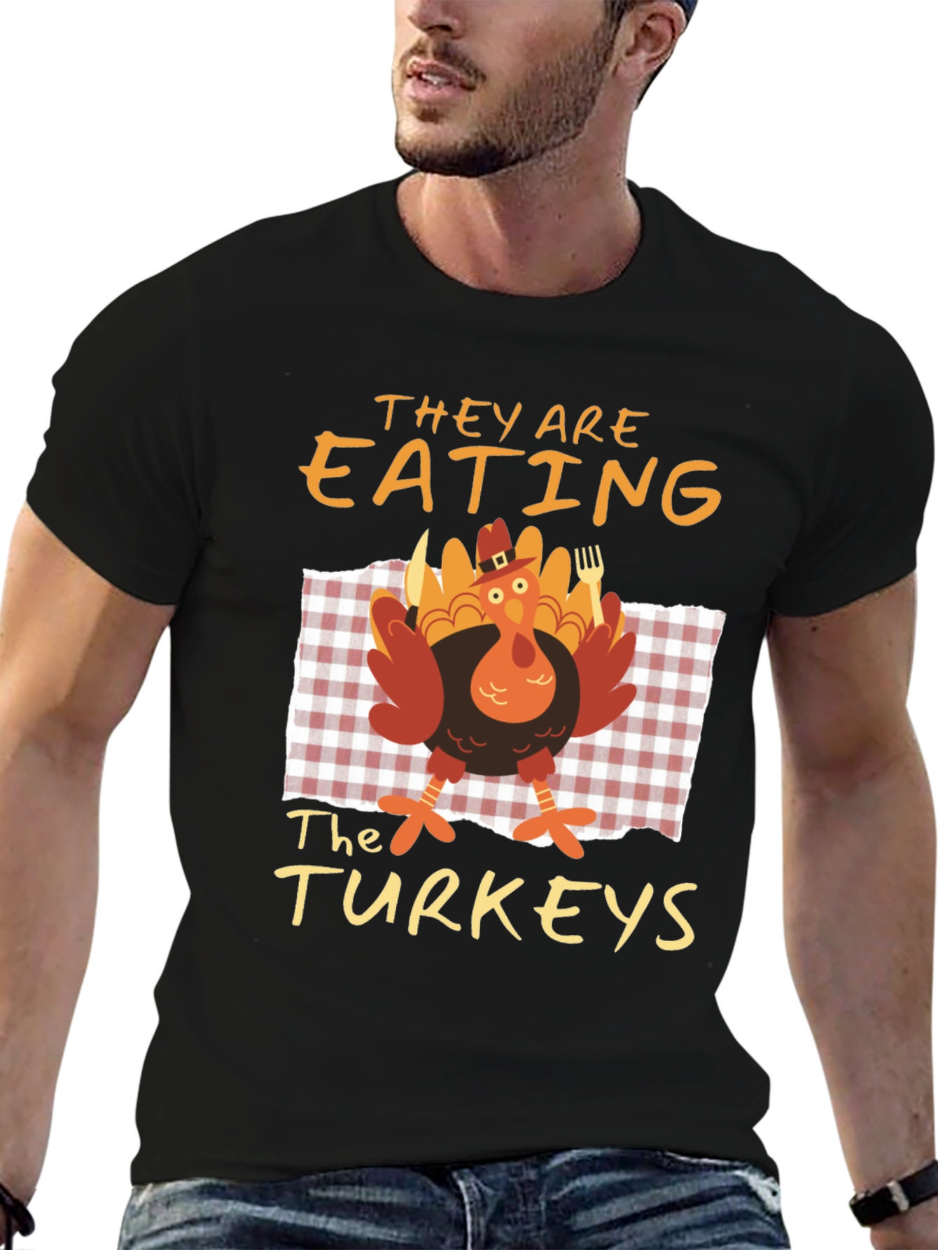 Funny Thanksgiving Eating the Turkeys Graphic Tee
