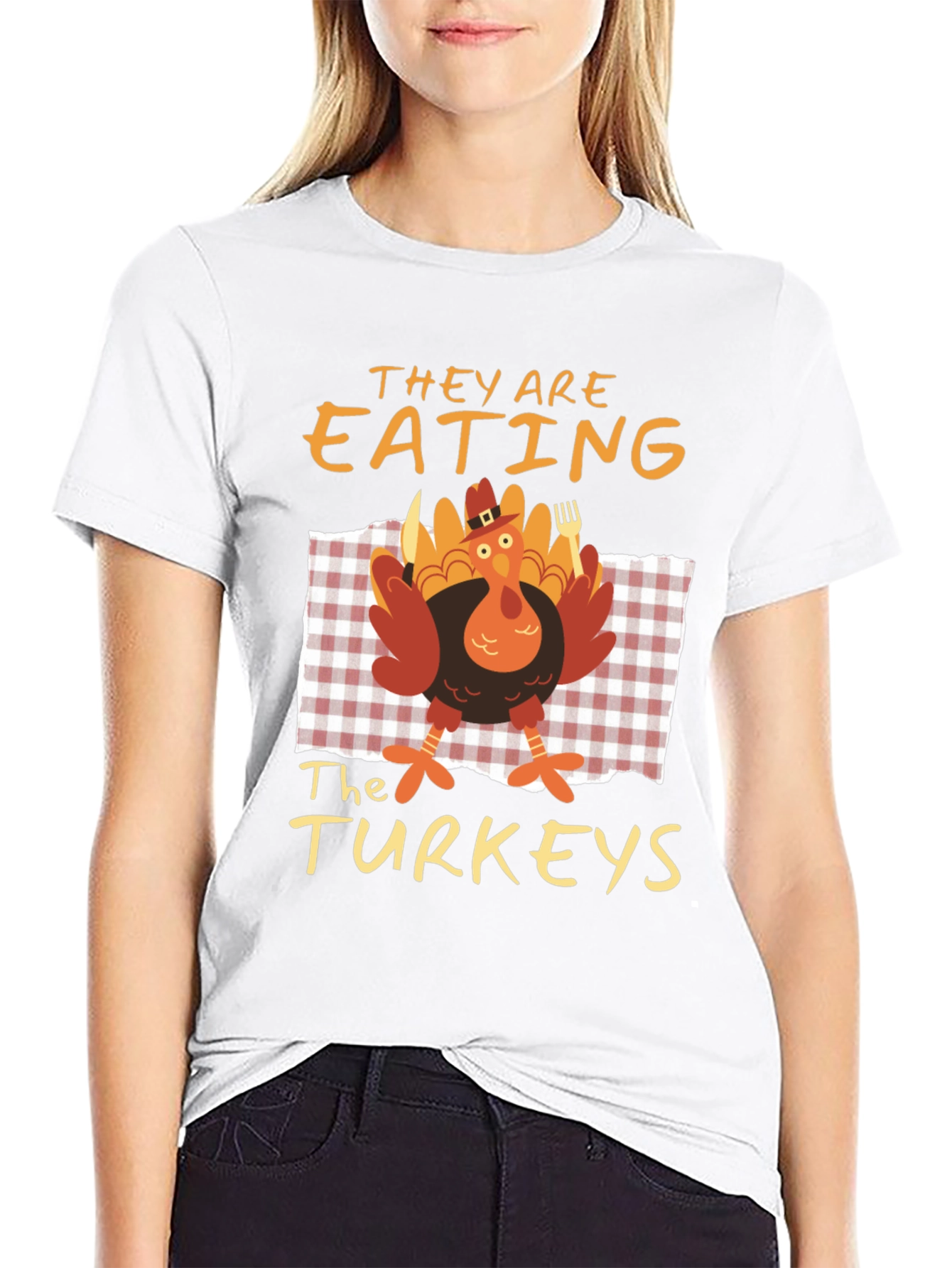 Funny Thanksgiving Eating the Turkeys Graphic Tee