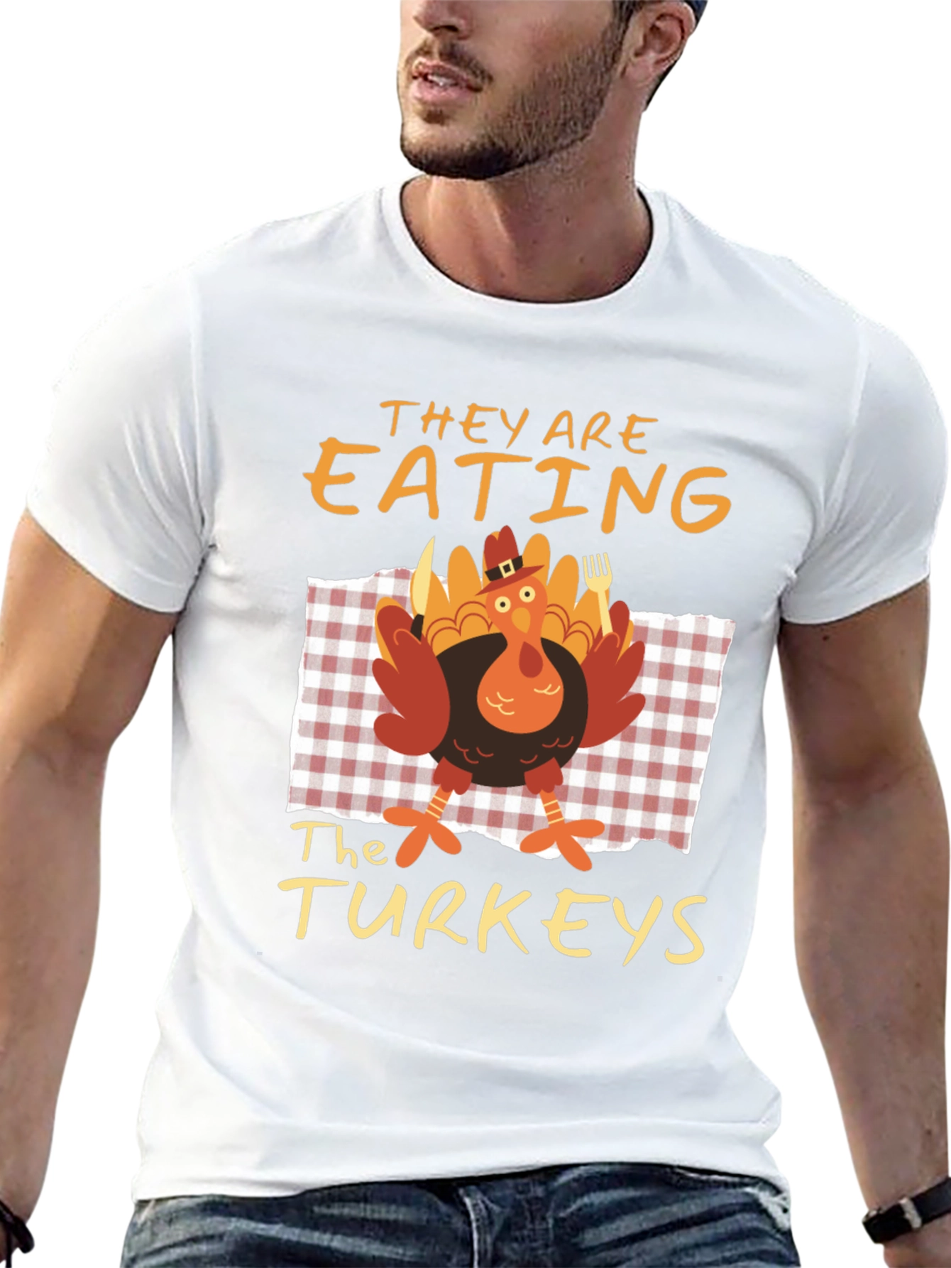 Funny Thanksgiving Eating the Turkeys Graphic Tee