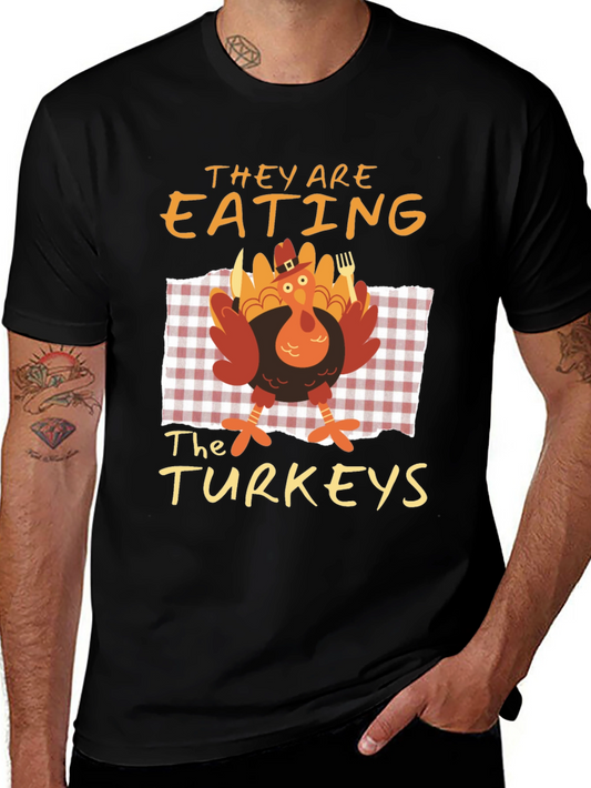 Funny Thanksgiving Eating the Turkeys Graphic Tee