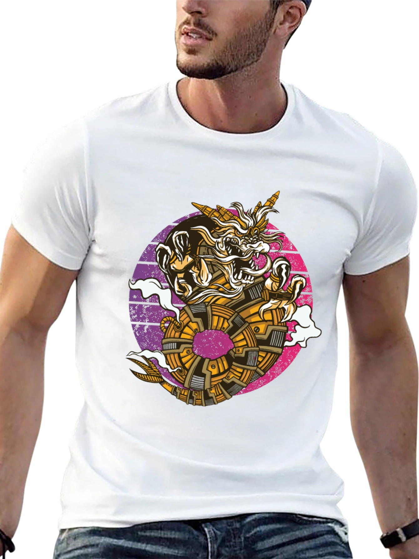 Steampunk Dragon Graphic Tee - Black