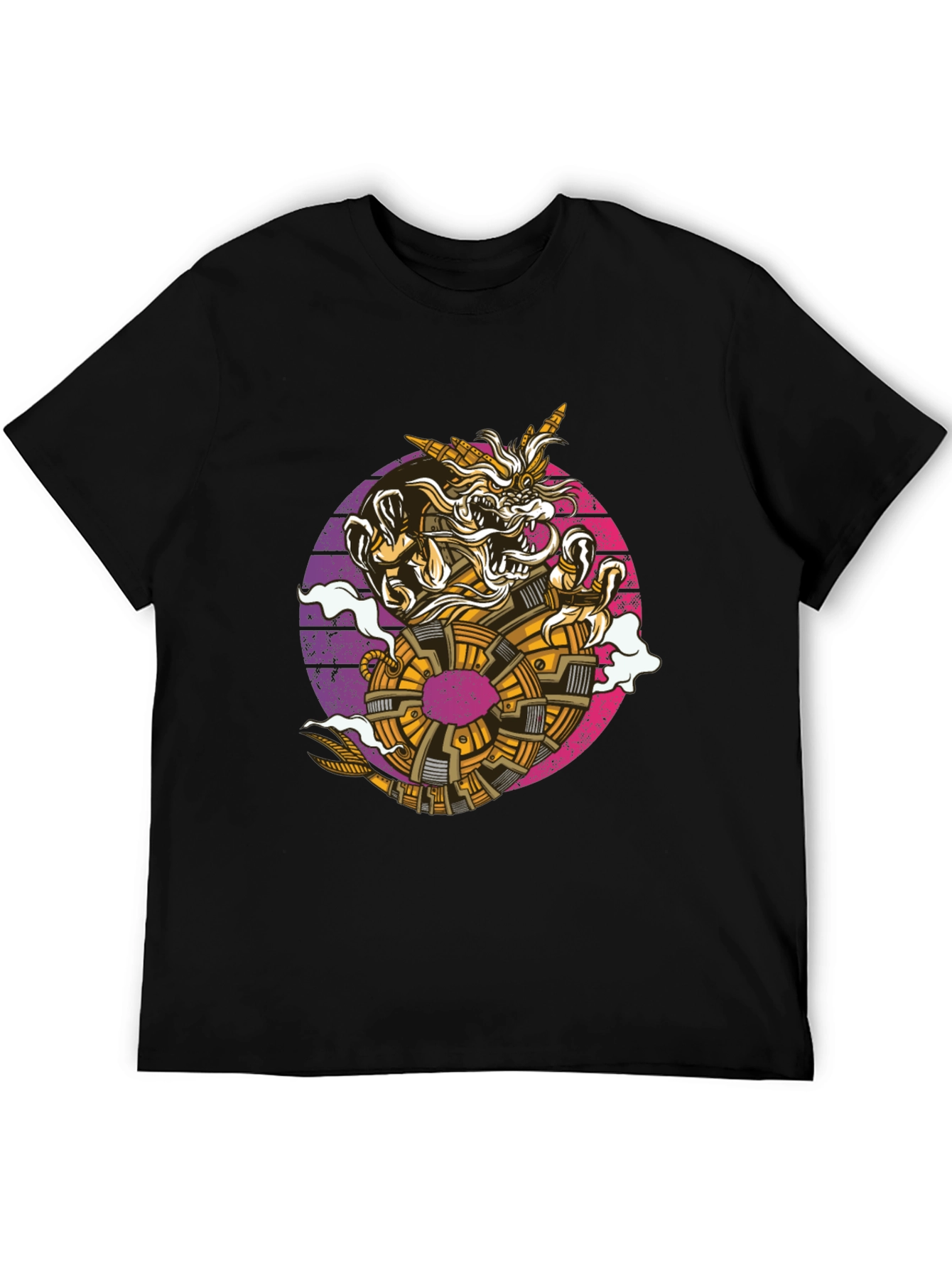 Steampunk Dragon Graphic Tee - Black