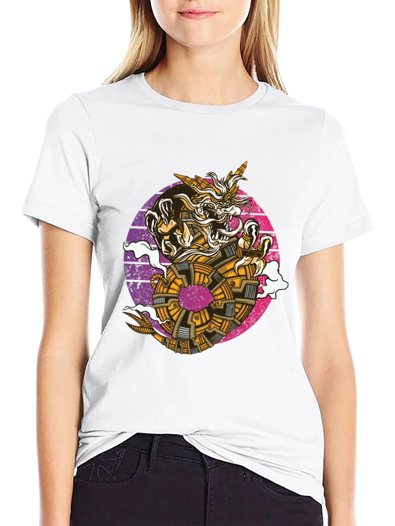Steampunk Dragon Graphic Tee - Black