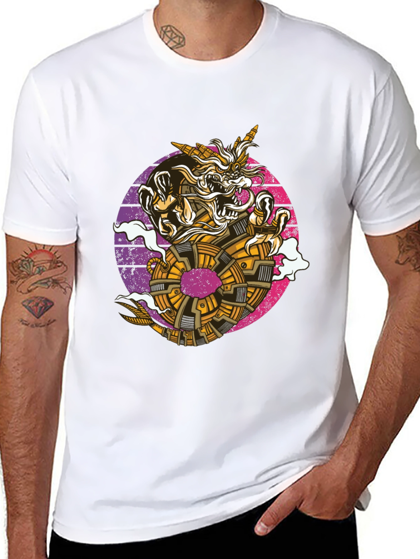 Steampunk Dragon Graphic Tee - Black
