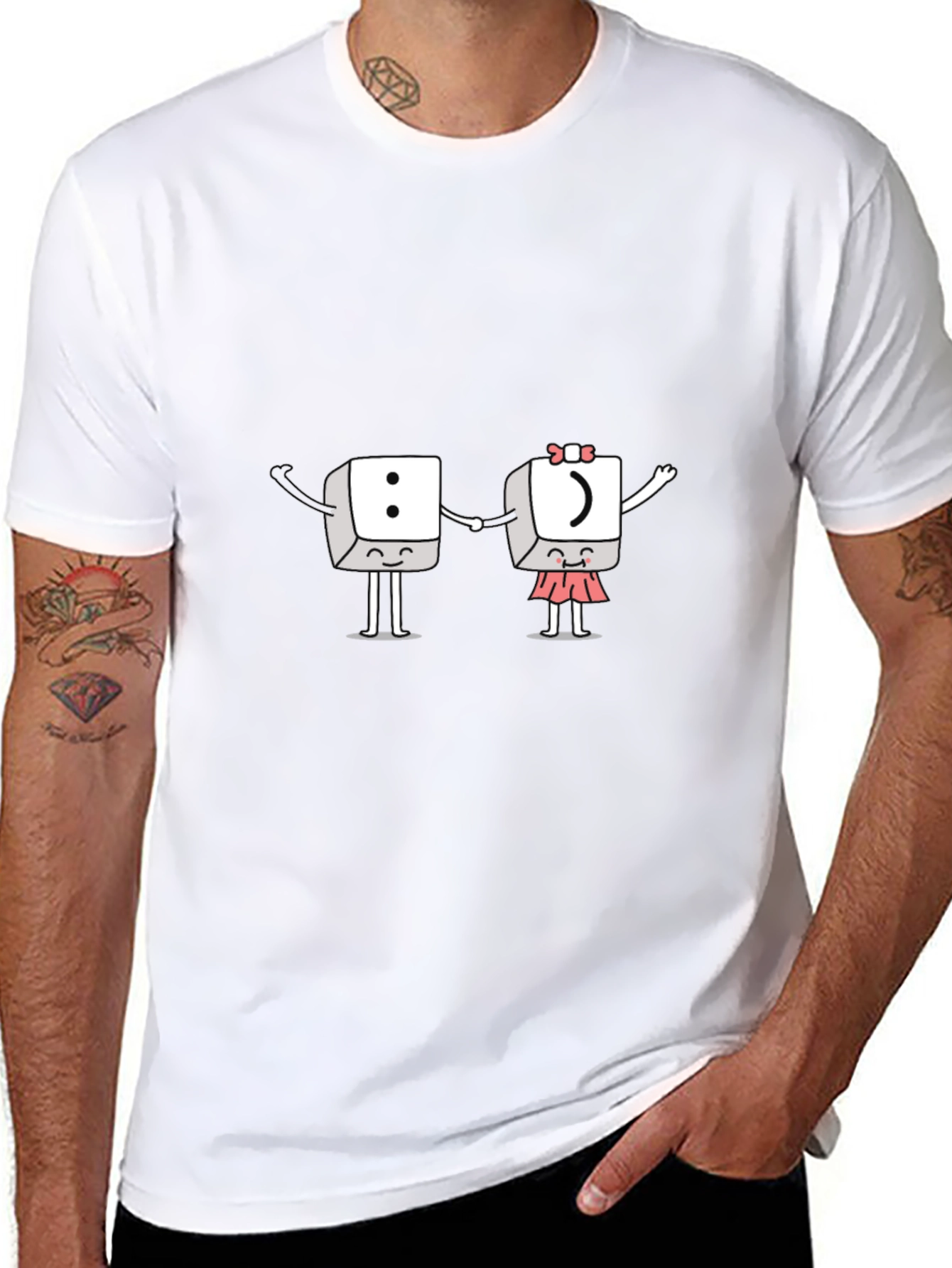 Cute Punctuation Mark Couple Black T-Shirt
