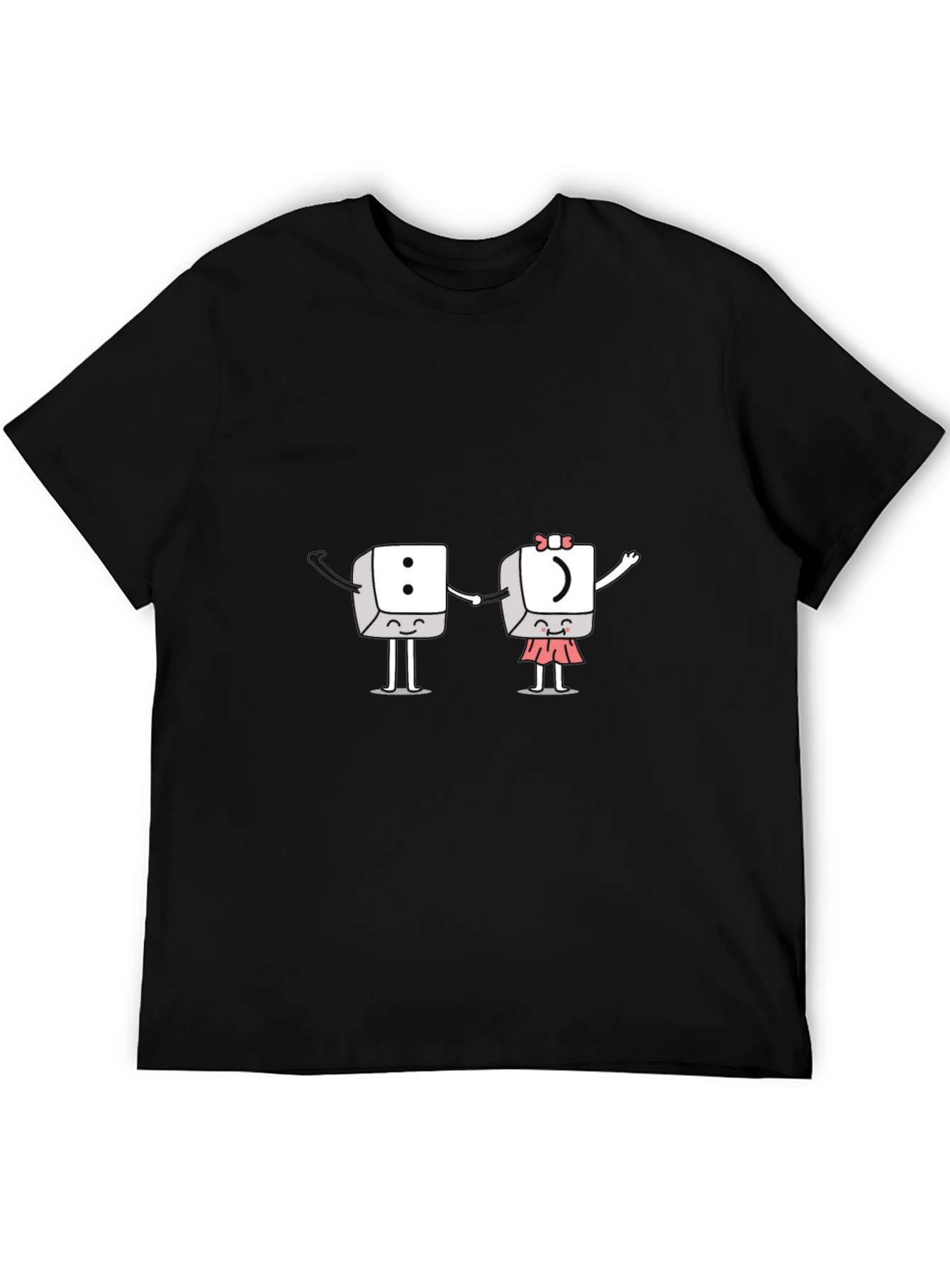Cute Punctuation Mark Couple Black T-Shirt